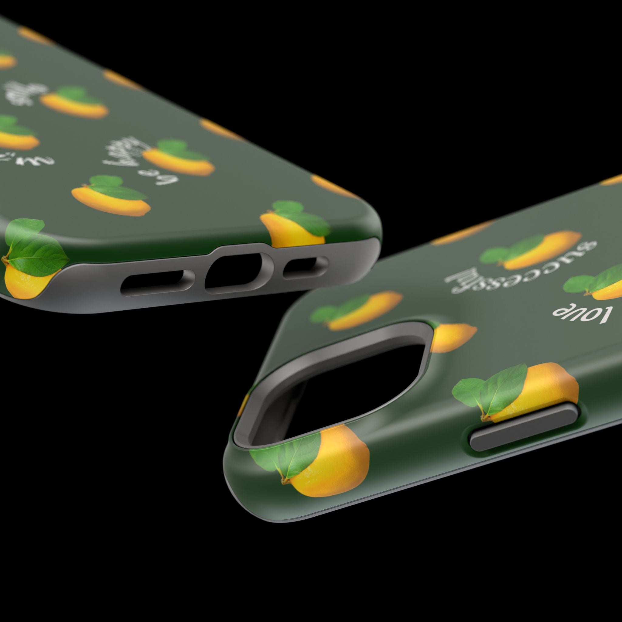 Lemon Pattern Magnetic Impact Phone Case — "be happy, blessed, successful" Design
