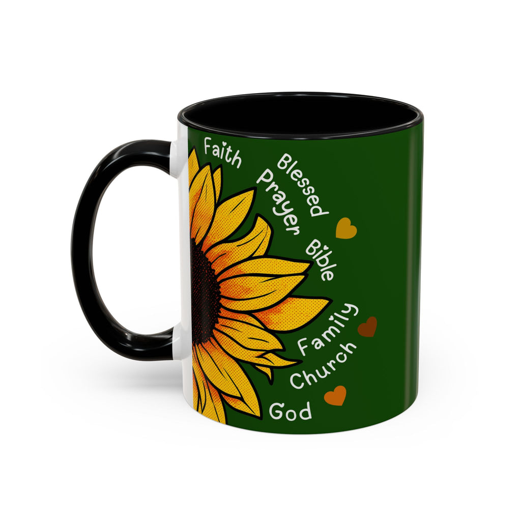 Sunflower Faith Accent Coffee Mug — 11/15oz Inspirational Floral Ceramic