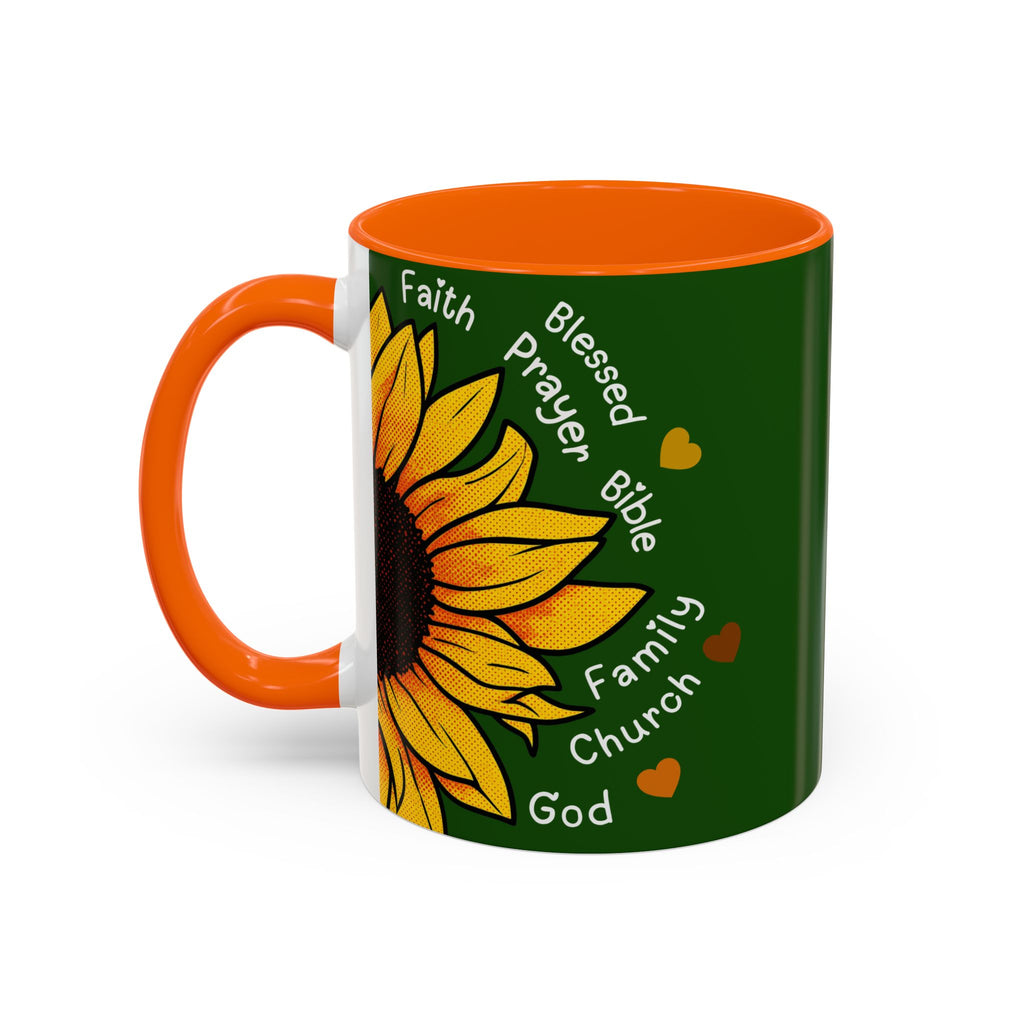Sunflower Faith Accent Coffee Mug — 11/15oz Inspirational Floral Ceramic