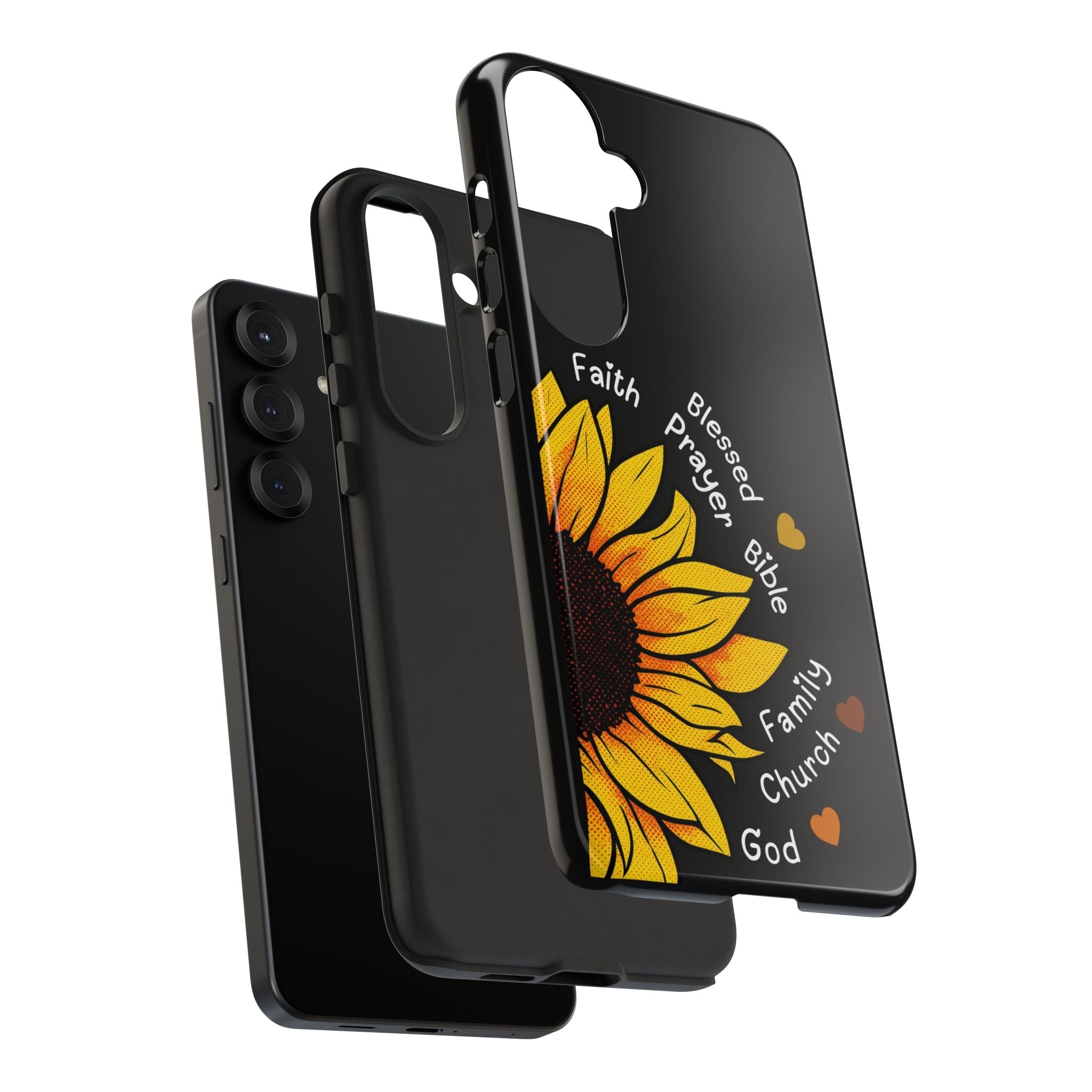Sunflower Faith Phone Case — Christian Words ‘Faith Blessed Prayer Bible Family Church God’