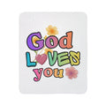 God Loves You Sherpa Blanket – Colorful Floral Faith Throw