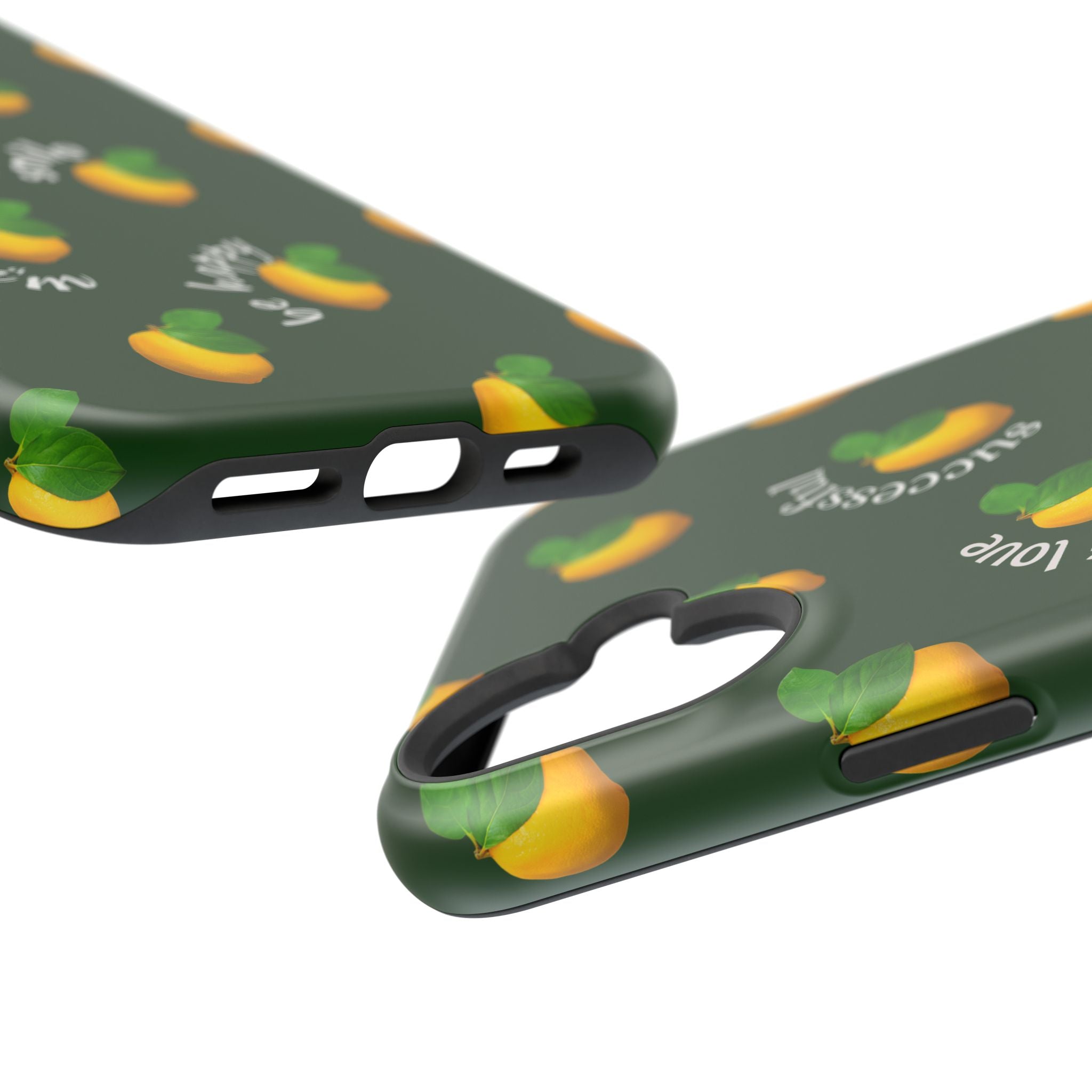 Lemon Pattern Magnetic Impact Phone Case — "be happy, blessed, successful" Design