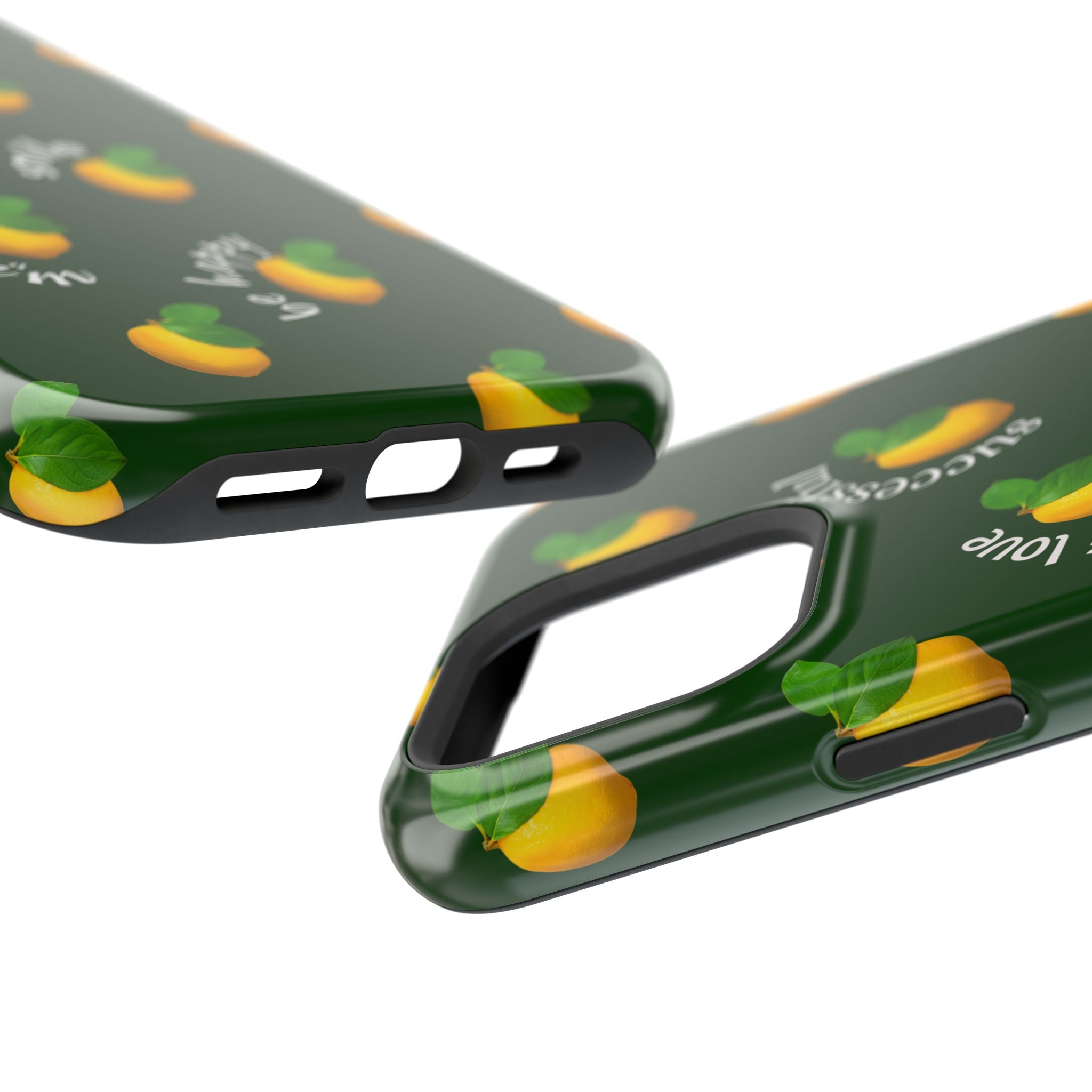 Lemon Pattern Magnetic Impact Phone Case — "be happy, blessed, successful" Design