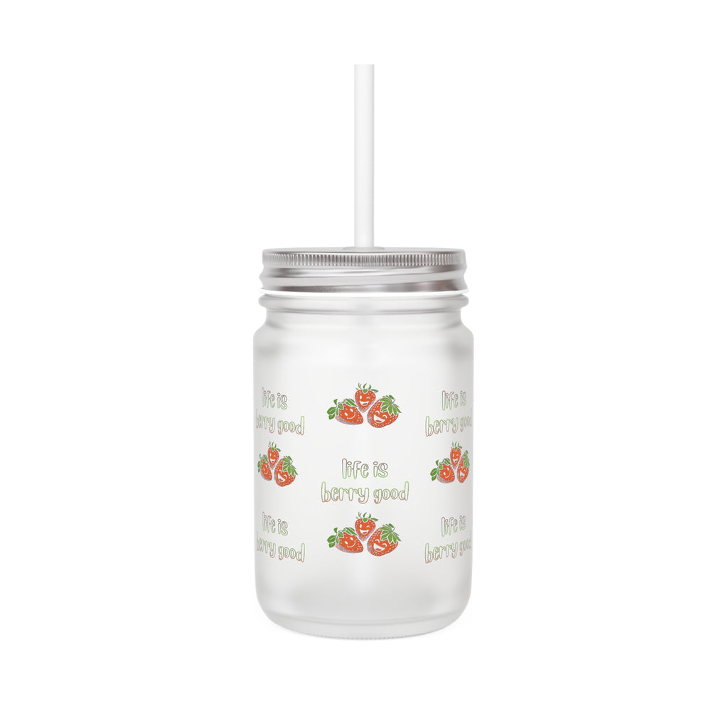 Mason Jar — "life is berry good" Rustic Berry-Themed Glass Jar