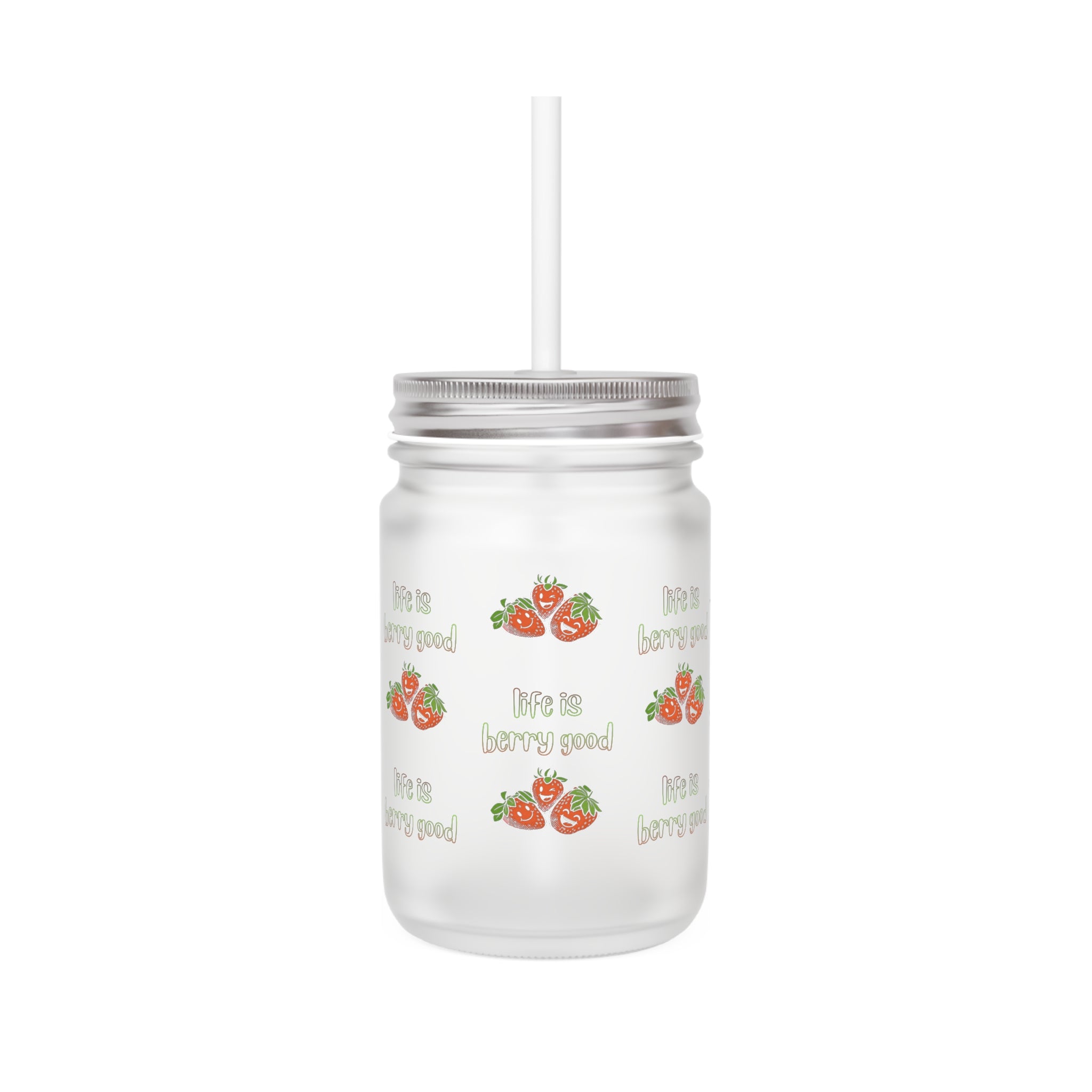 Mason Jar — "life is berry good" Rustic Berry-Themed Glass Jar