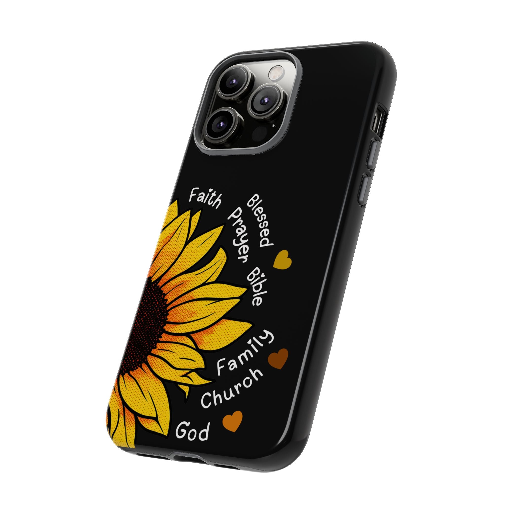 Sunflower Faith Phone Case — Christian Words ‘Faith Blessed Prayer Bible Family Church God’
