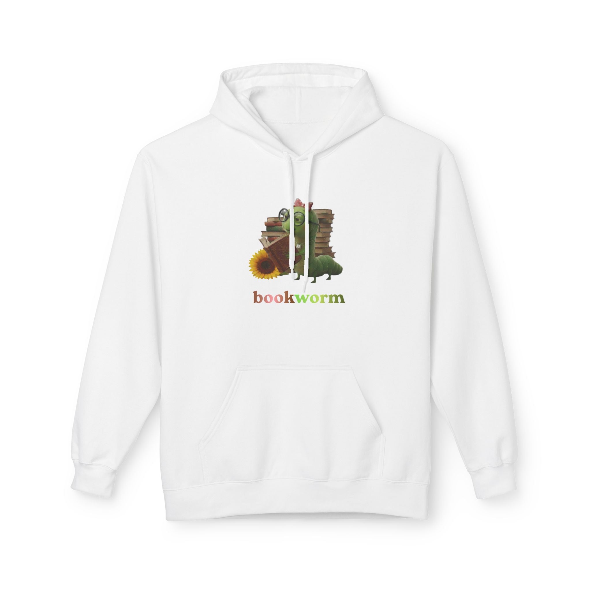 Bookworm Hoodie — Cozy Reading Sweatshirt with Sunflower & Stack of Books