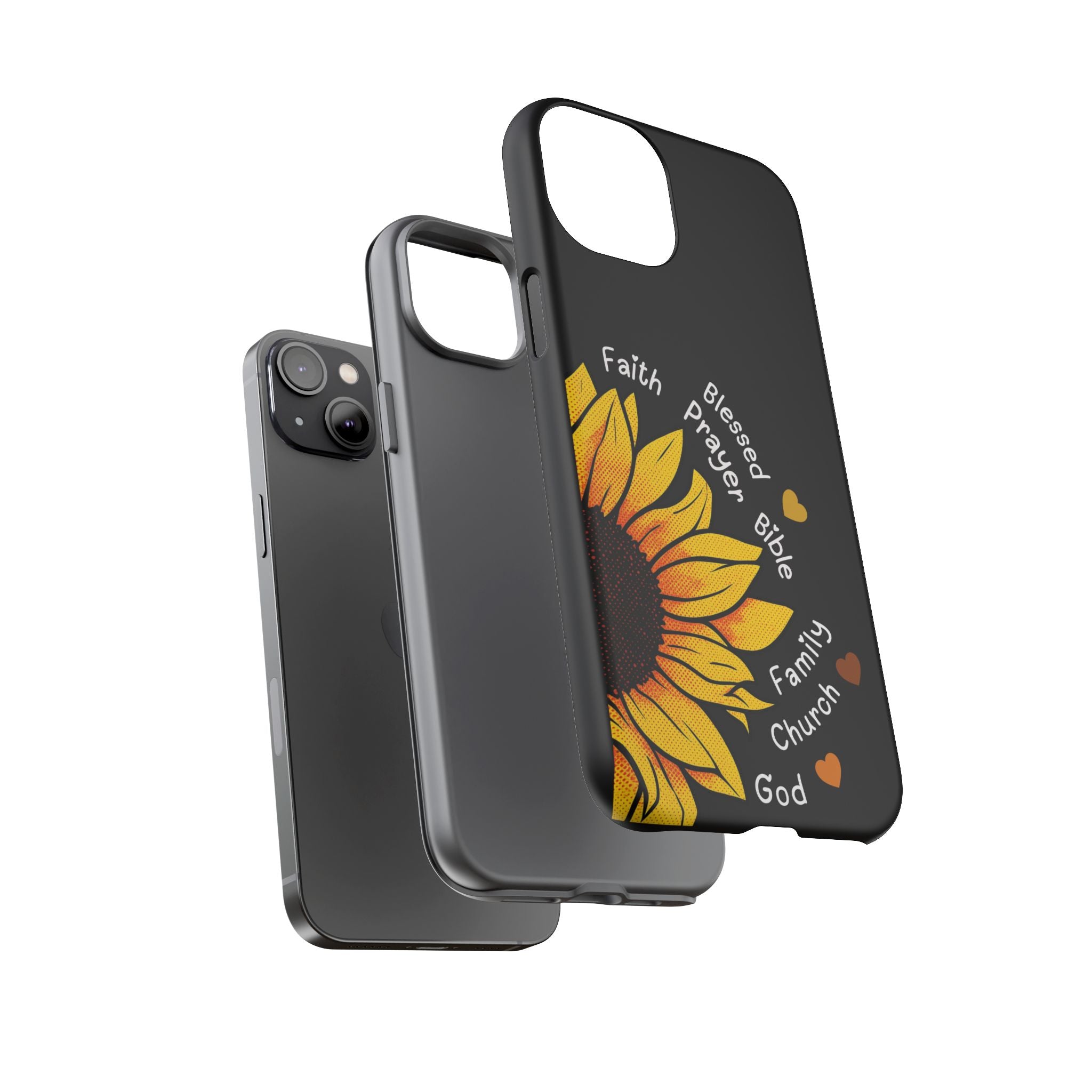 Sunflower Faith Phone Case — Christian Words ‘Faith Blessed Prayer Bible Family Church God’