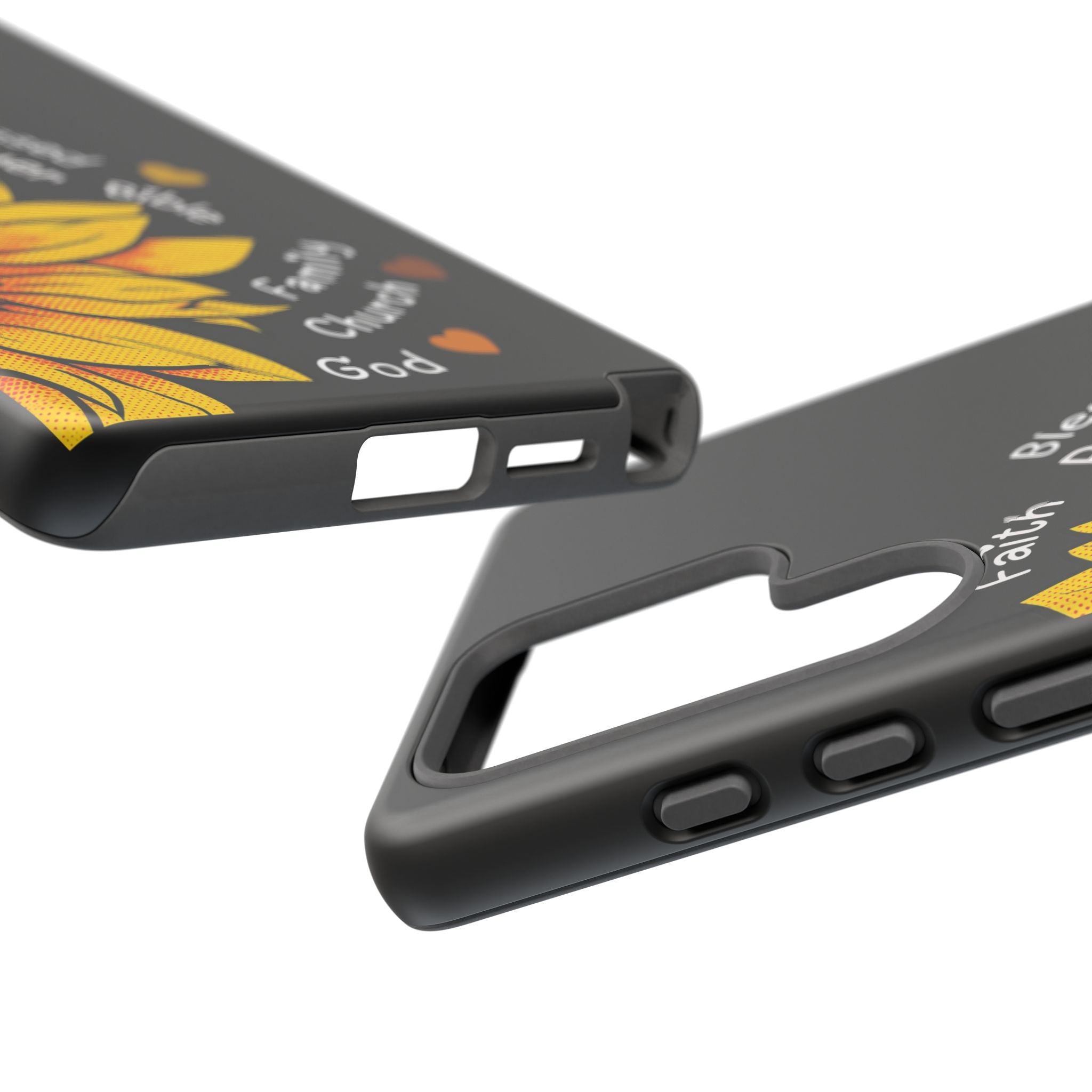 Sunflower Faith Phone Case — Christian Words ‘Faith Blessed Prayer Bible Family Church God’