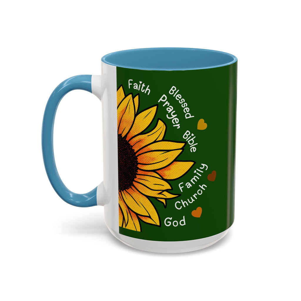 Sunflower Faith Accent Coffee Mug — 11/15oz Inspirational Floral Ceramic
