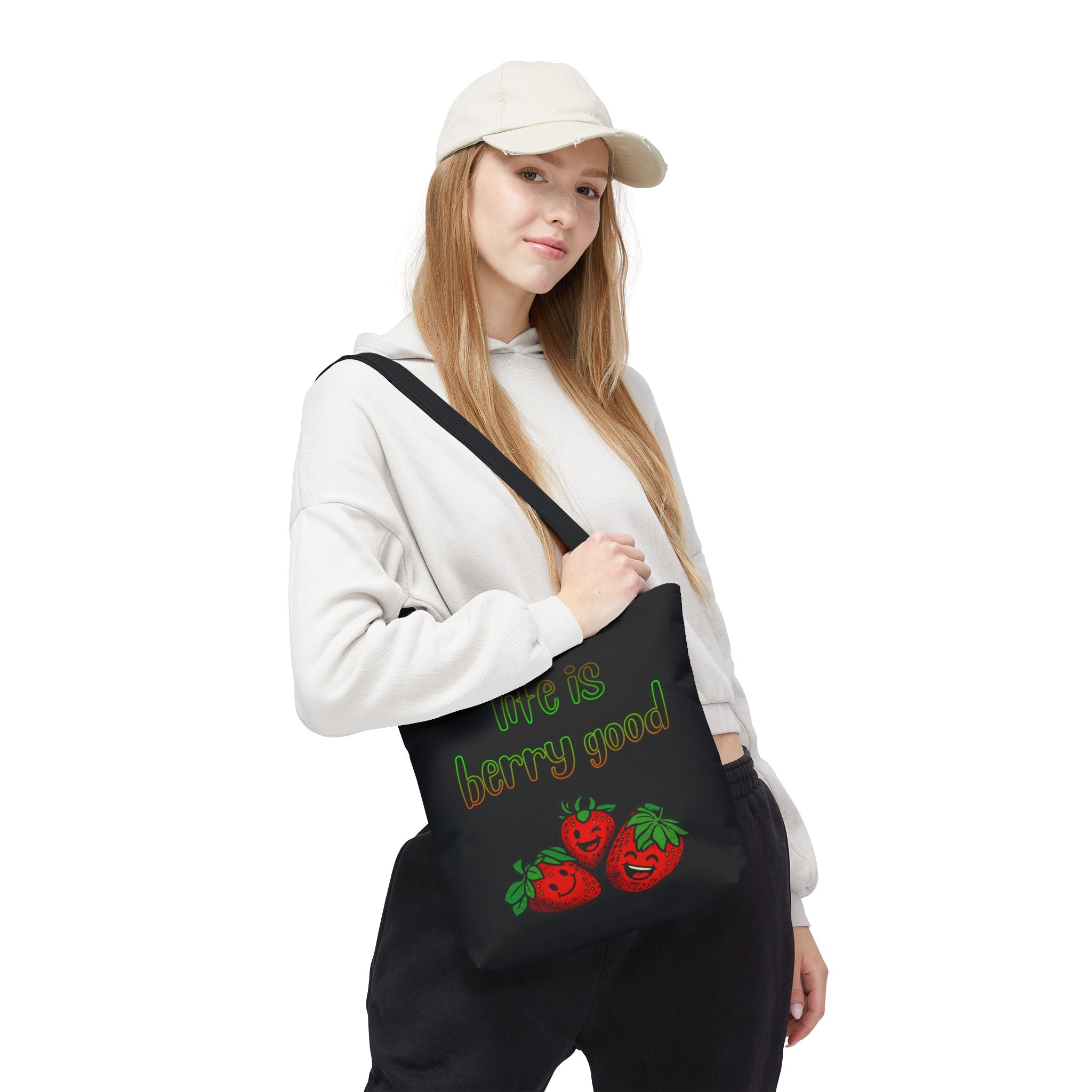 Life Is Berry Good Tote Bag — Cute Fruit Print Market Shopper