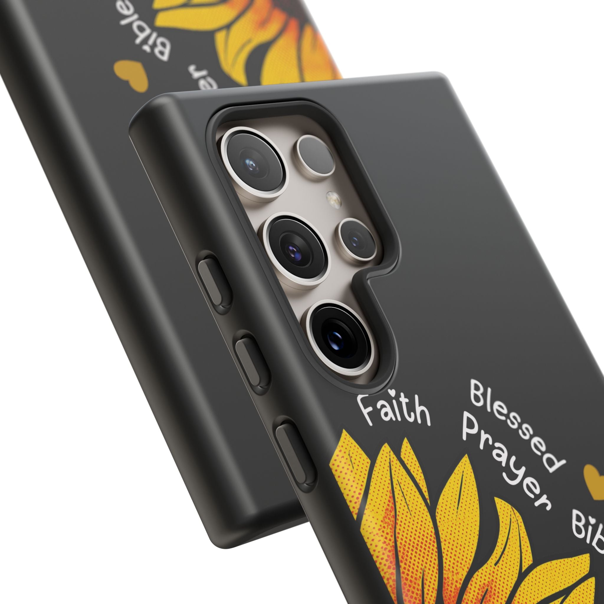 Sunflower Faith Phone Case — Christian Words ‘Faith Blessed Prayer Bible Family Church God’