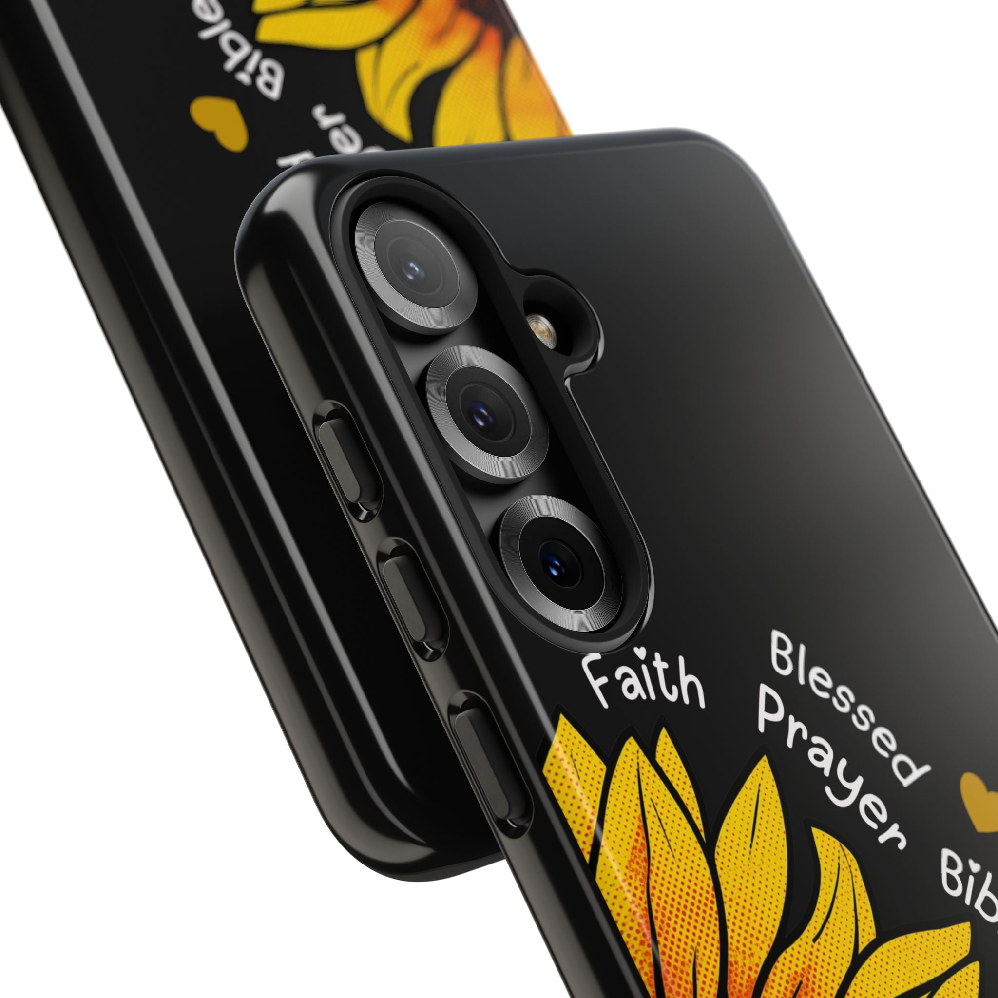 Sunflower Faith Phone Case — Christian Words ‘Faith Blessed Prayer Bible Family Church God’