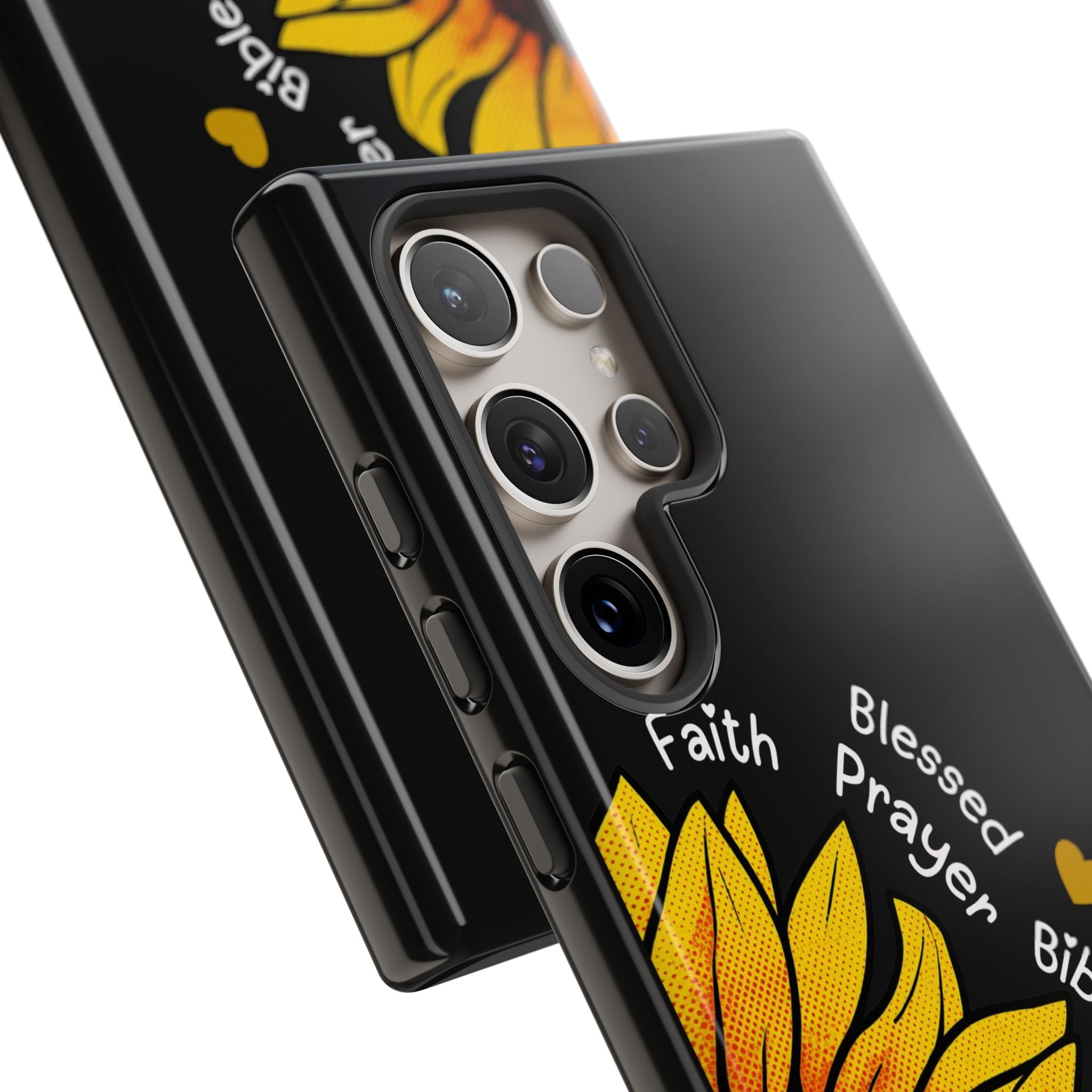 Sunflower Faith Phone Case — Christian Words ‘Faith Blessed Prayer Bible Family Church God’