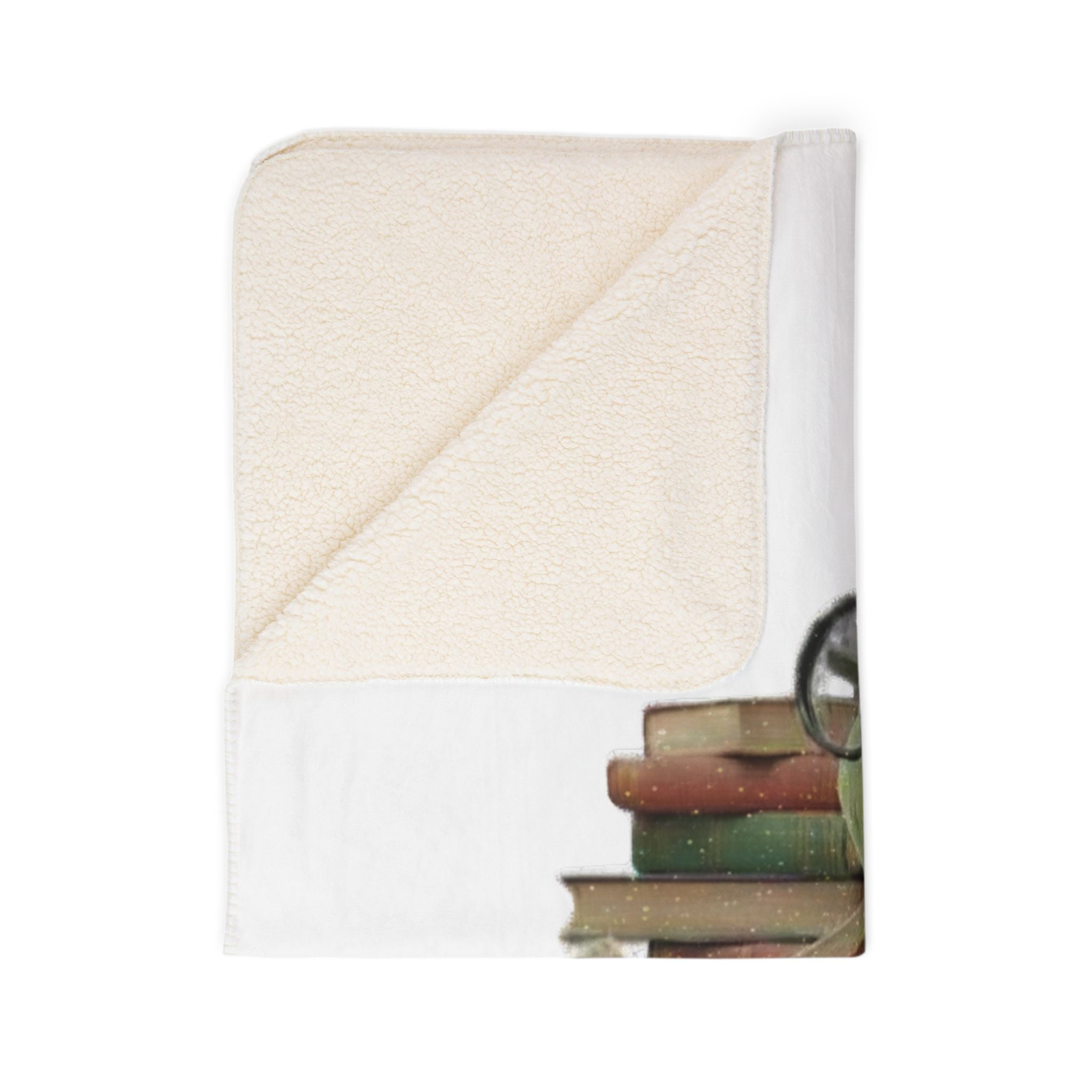 Bookworm Sherpa Blanket — Cute Reading Worm Plush Fleece Throw