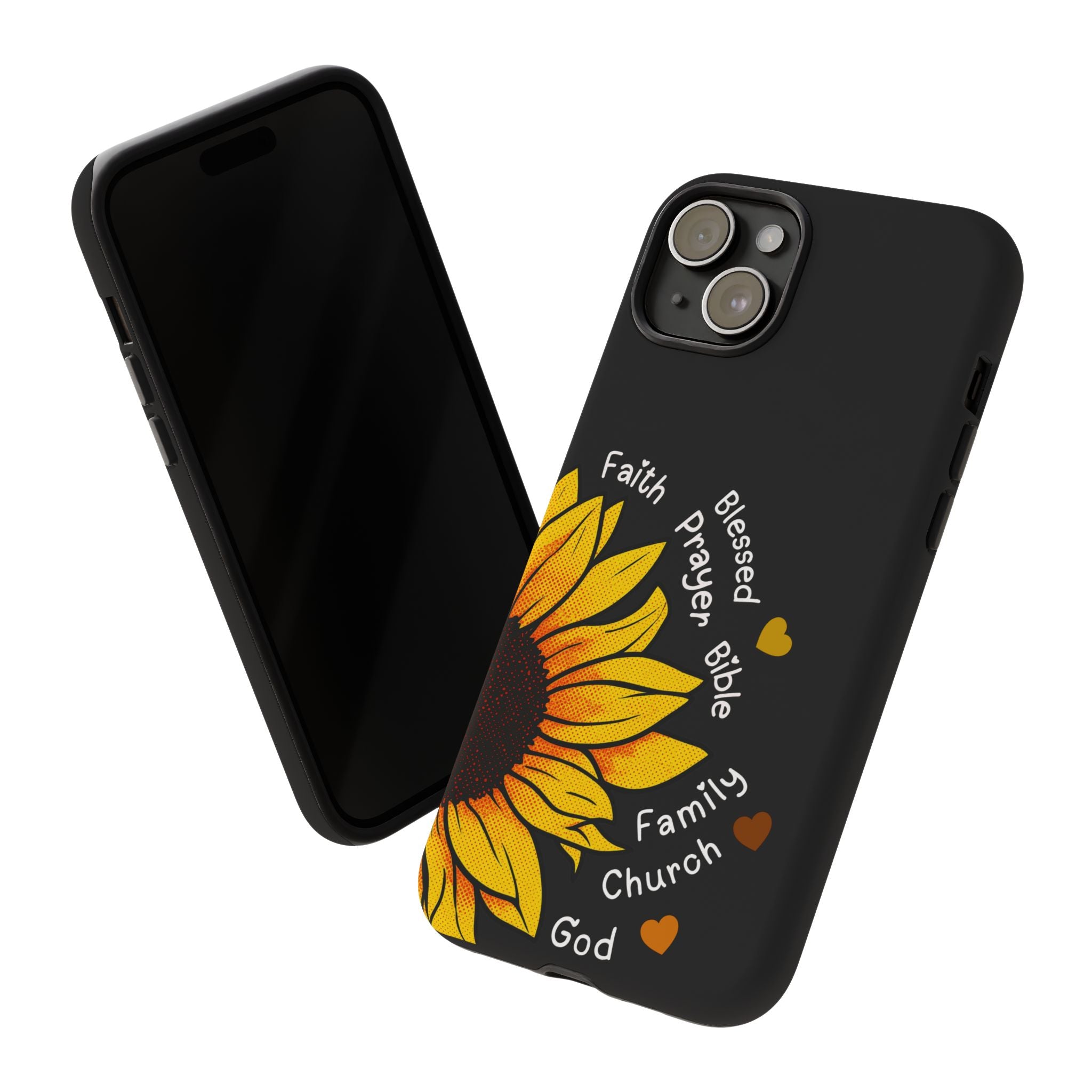 Sunflower Faith Phone Case — Christian Words ‘Faith Blessed Prayer Bible Family Church God’