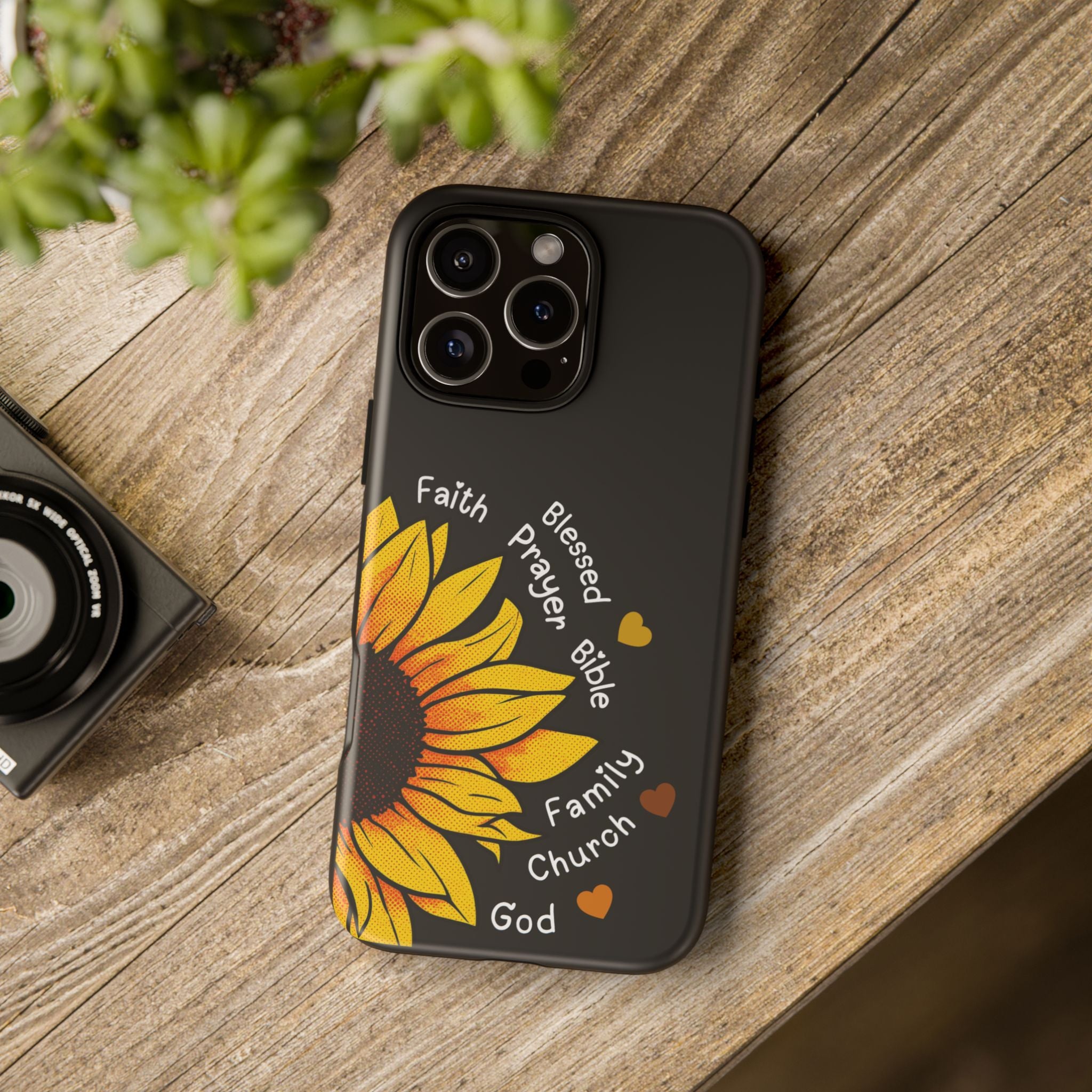 Sunflower Faith Phone Case — Christian Words ‘Faith Blessed Prayer Bible Family Church God’