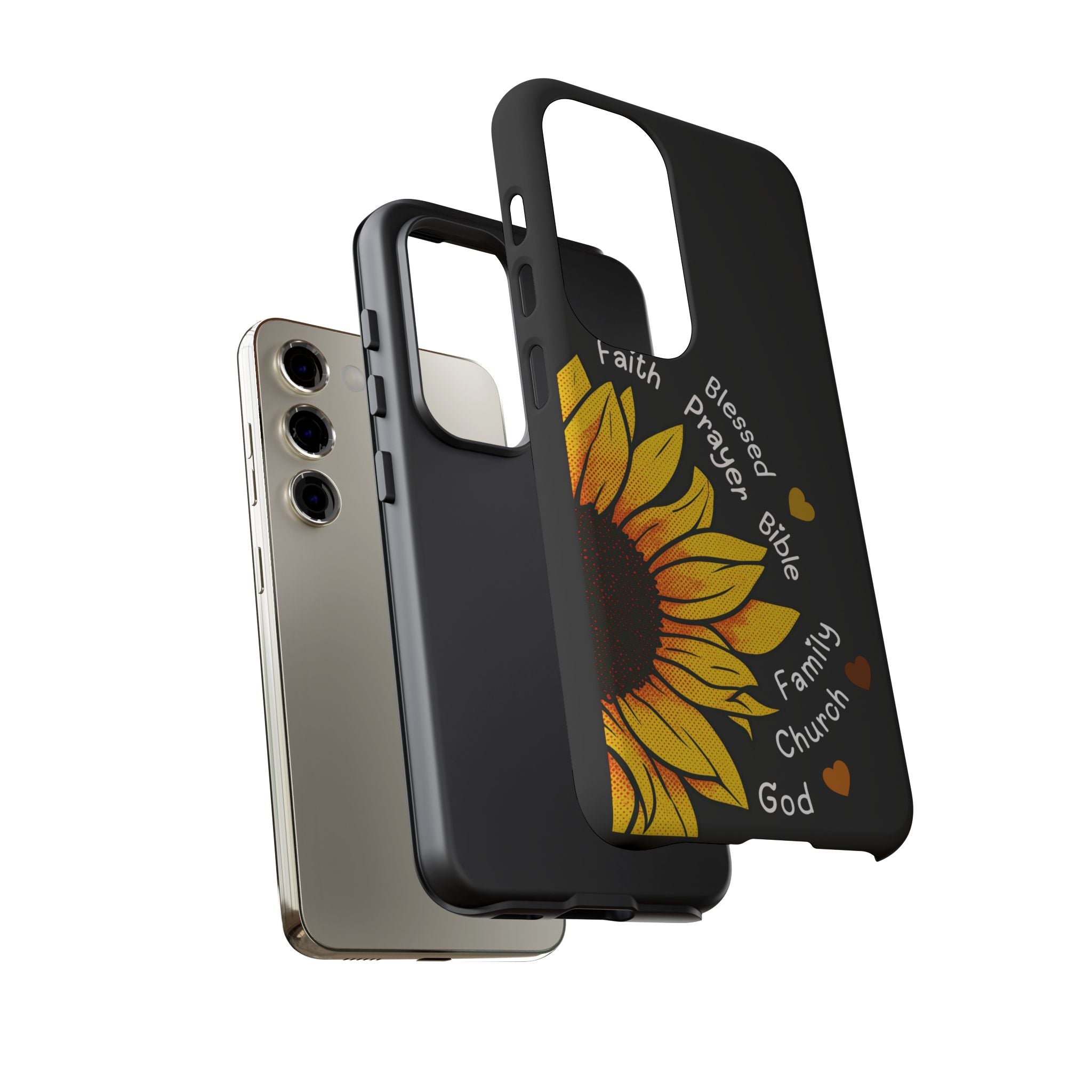 Sunflower Faith Phone Case — Christian Words ‘Faith Blessed Prayer Bible Family Church God’