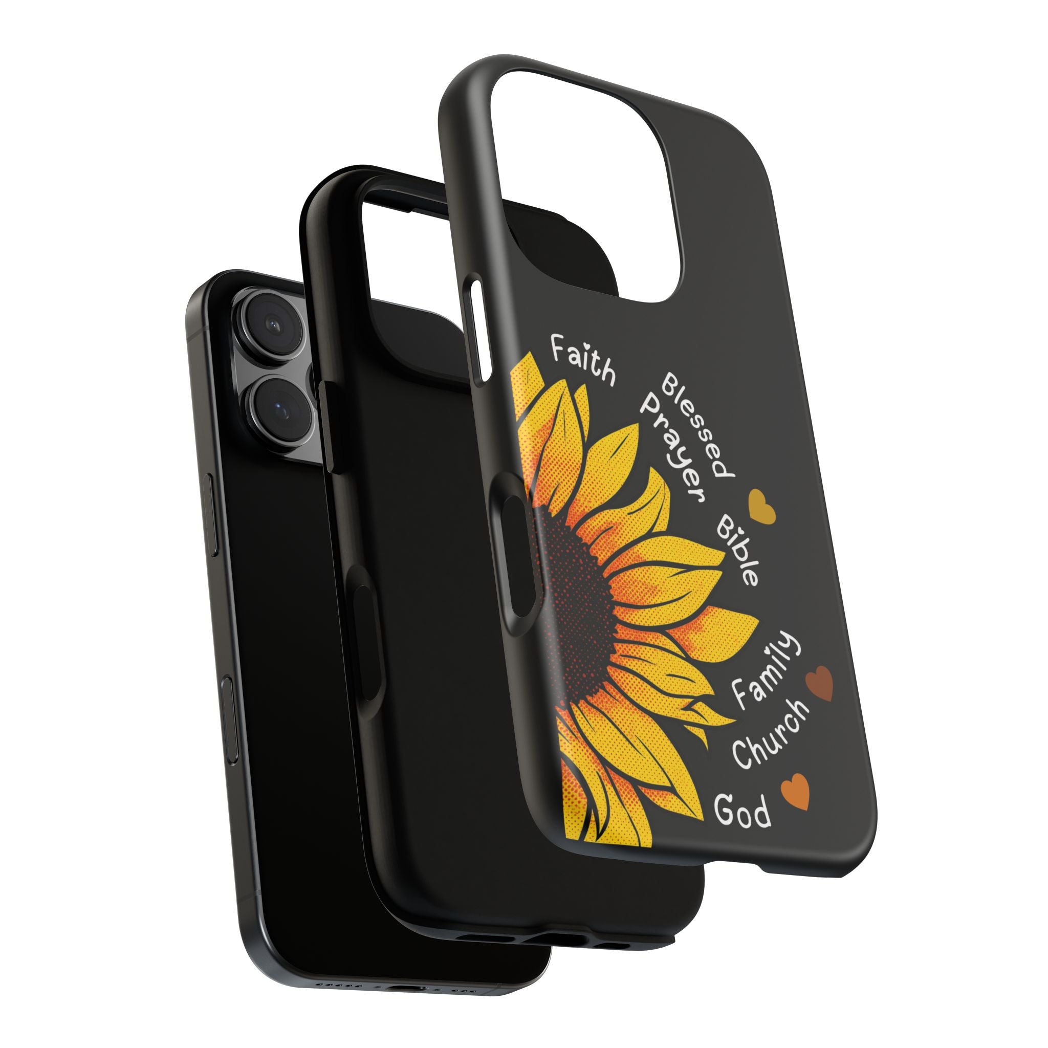 Sunflower Faith Phone Case — Christian Words ‘Faith Blessed Prayer Bible Family Church God’
