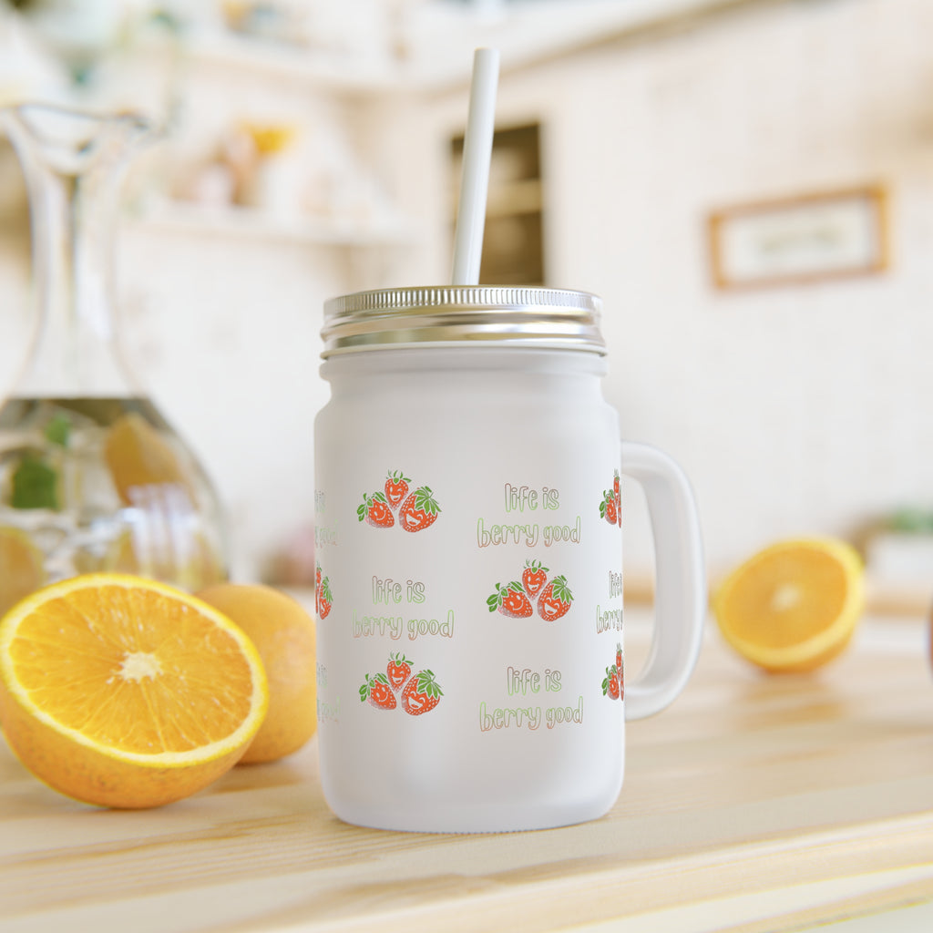 Mason Jar — "life is berry good" Rustic Berry-Themed Glass Jar
