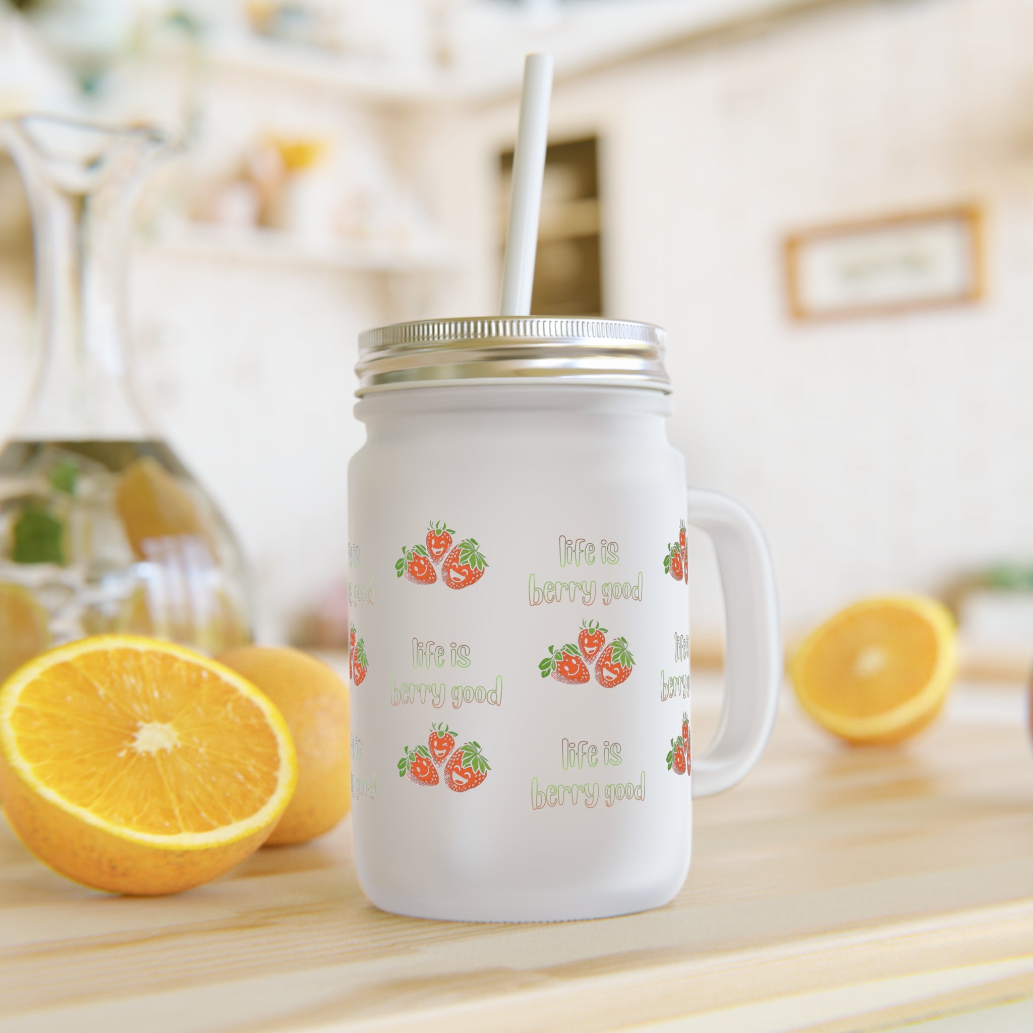 Mason Jar — "life is berry good" Rustic Berry-Themed Glass Jar