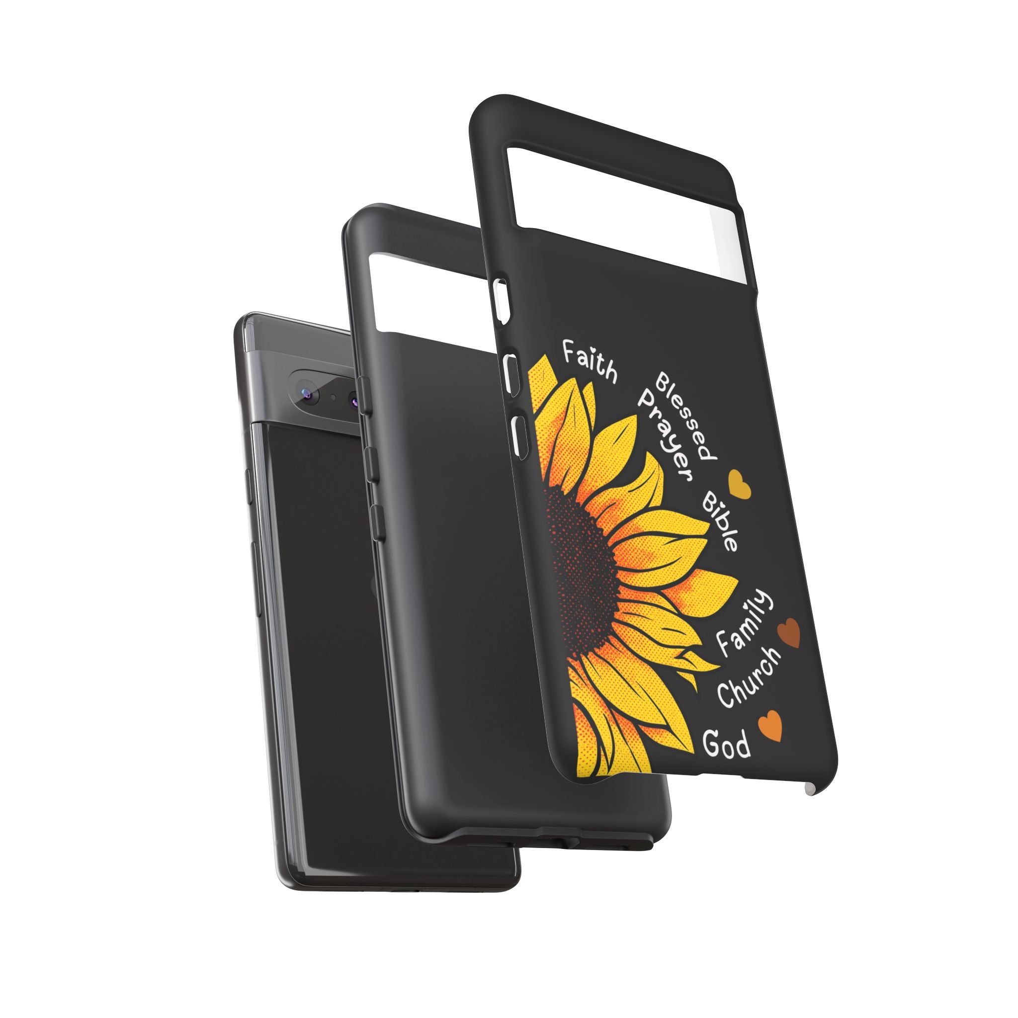Sunflower Faith Phone Case — Christian Words ‘Faith Blessed Prayer Bible Family Church God’