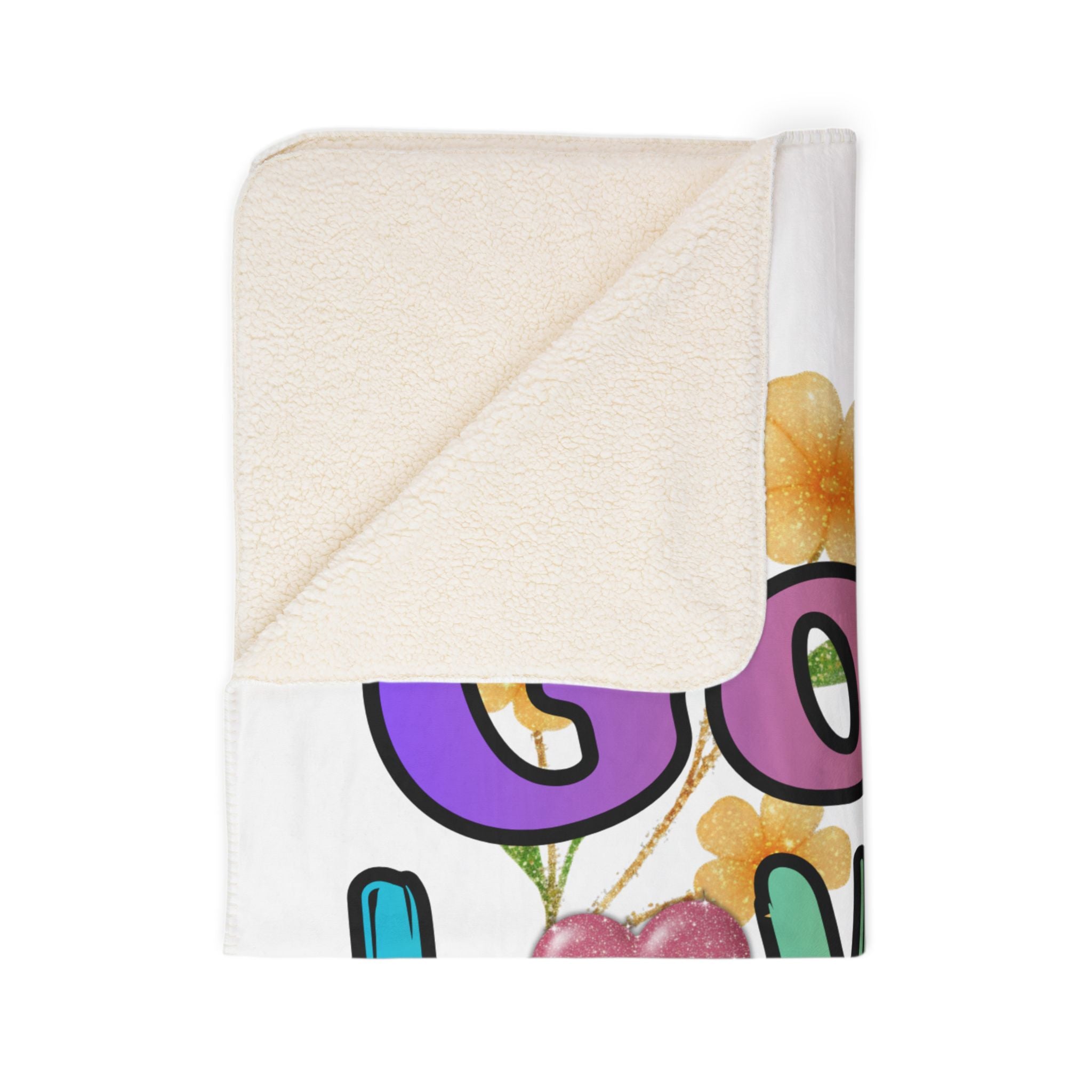 God Loves You Sherpa Blanket – Colorful Floral Faith Throw