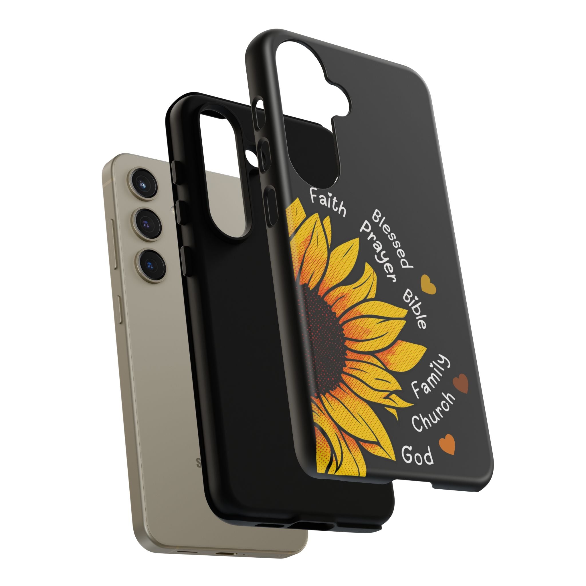 Sunflower Faith Phone Case — Christian Words ‘Faith Blessed Prayer Bible Family Church God’