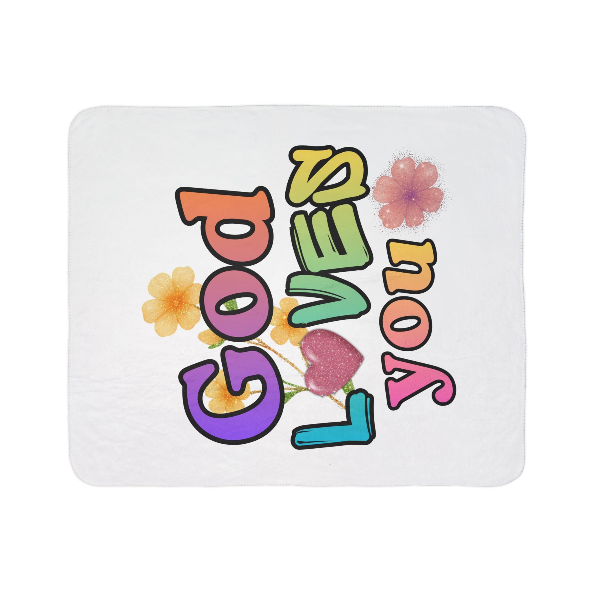 God Loves You Sherpa Blanket – Colorful Floral Faith Throw