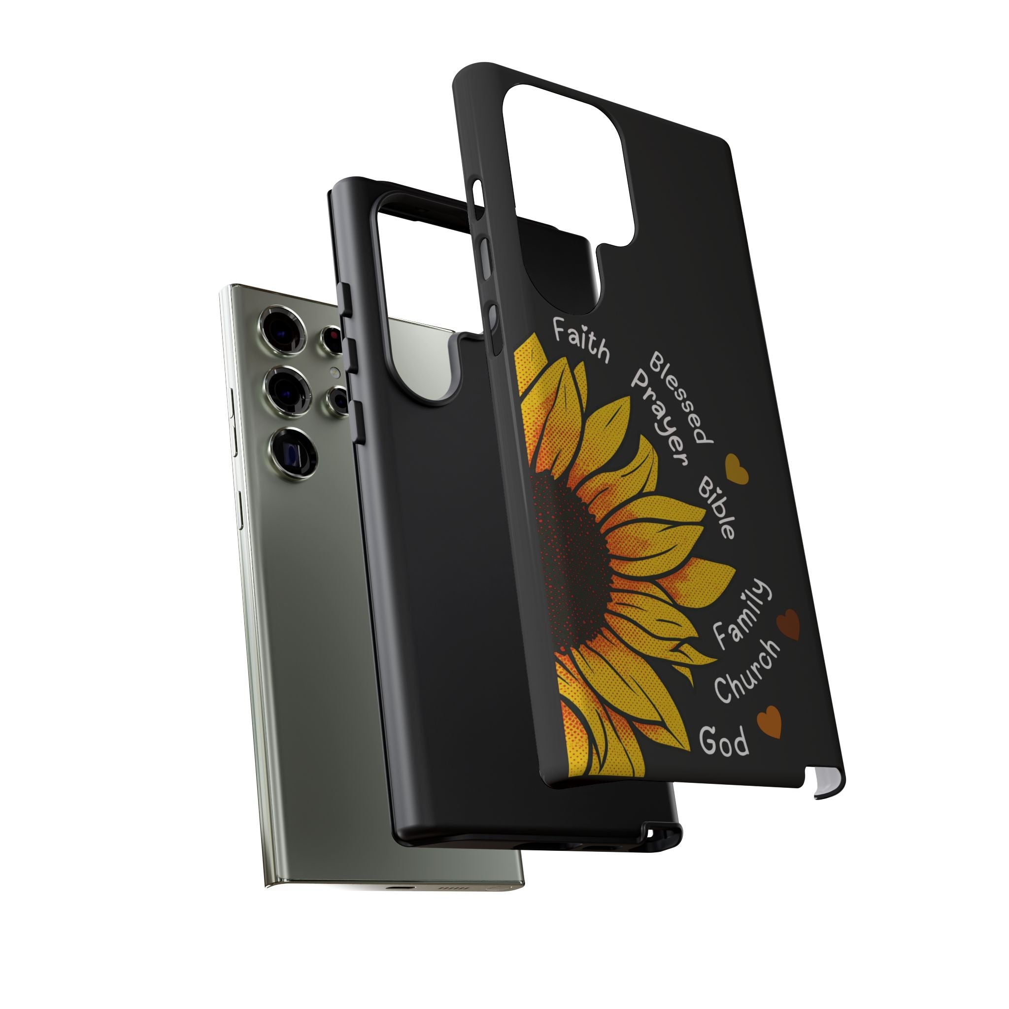 Sunflower Faith Phone Case — Christian Words ‘Faith Blessed Prayer Bible Family Church God’