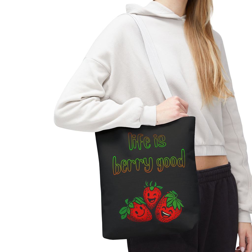 Life Is Berry Good Tote Bag — Cute Fruit Print Market Shopper