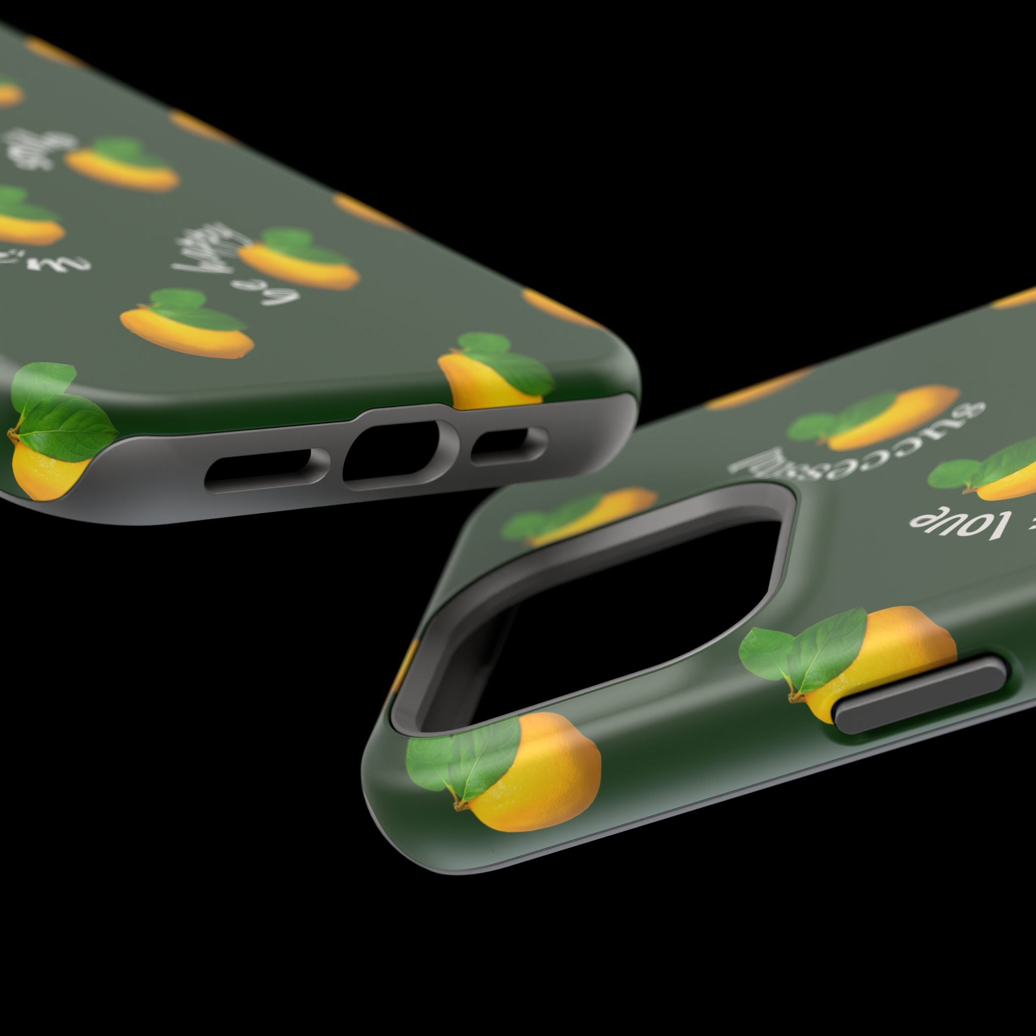 Lemon Pattern Magnetic Impact Phone Case — "be happy, blessed, successful" Design
