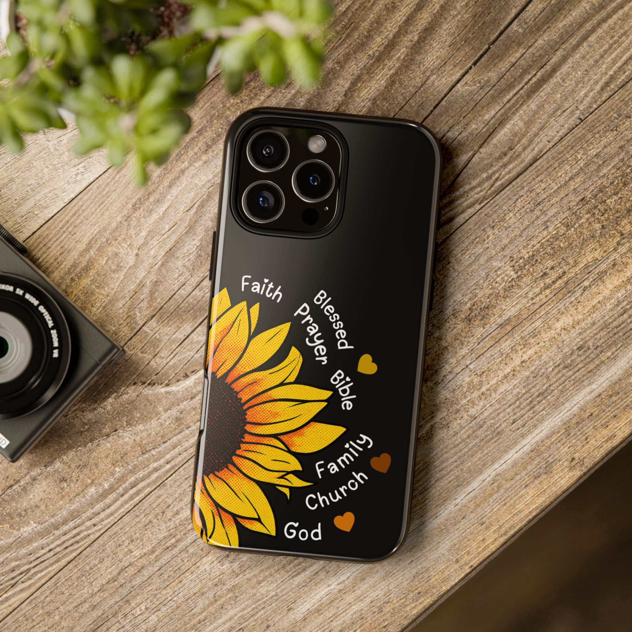 Sunflower Faith Phone Case — Christian Words ‘Faith Blessed Prayer Bible Family Church God’