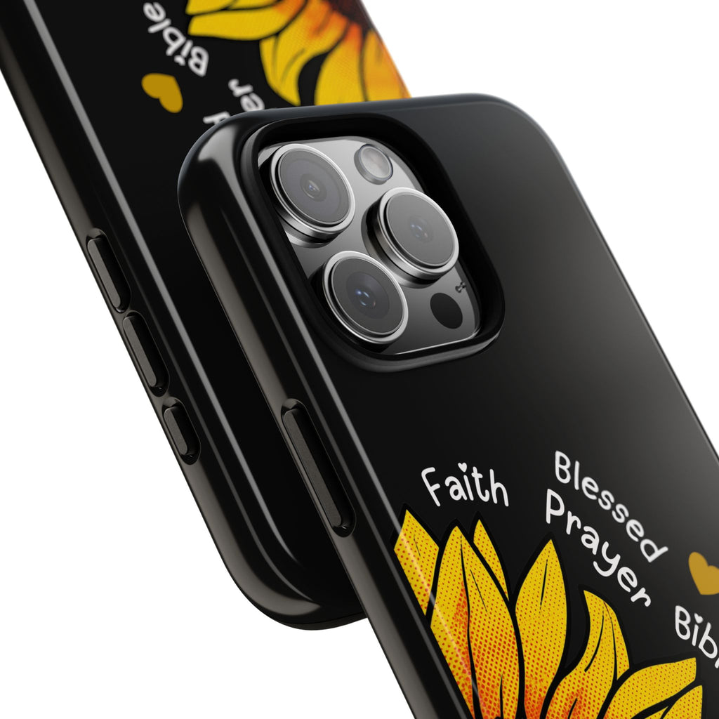 Sunflower Faith Phone Case — Christian Words ‘Faith Blessed Prayer Bible Family Church God’