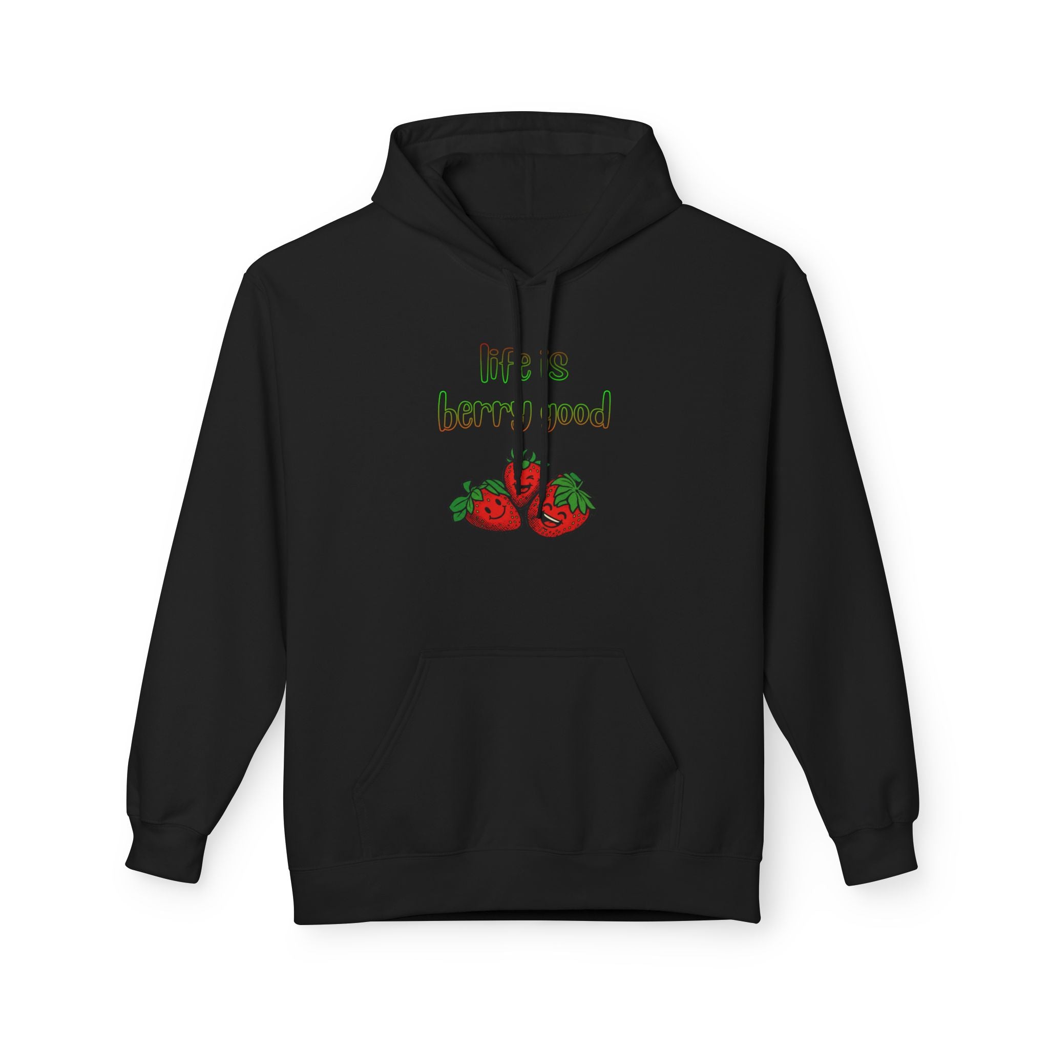 Life Is Berry Good Hoodie — Cute Fruit Graphic Fleece Hoodie