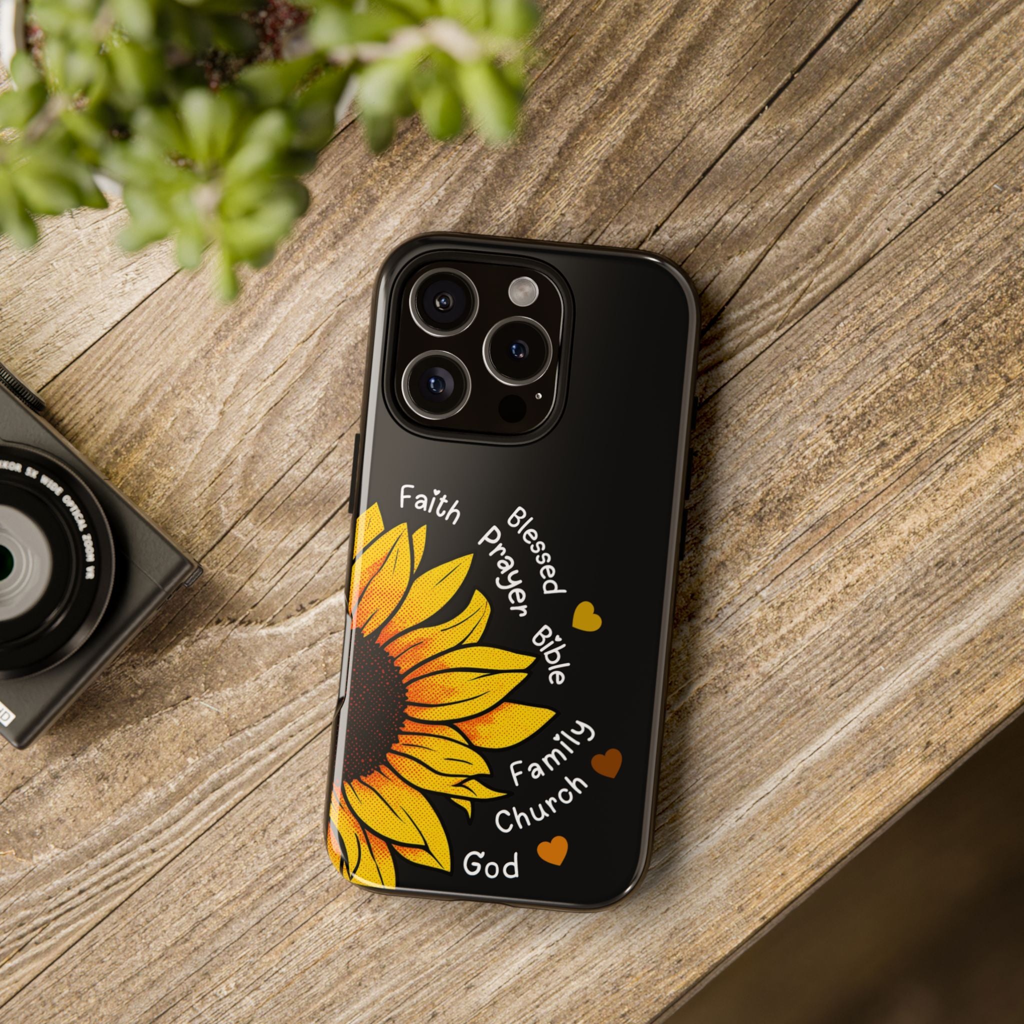 Sunflower Faith Phone Case — Christian Words ‘Faith Blessed Prayer Bible Family Church God’