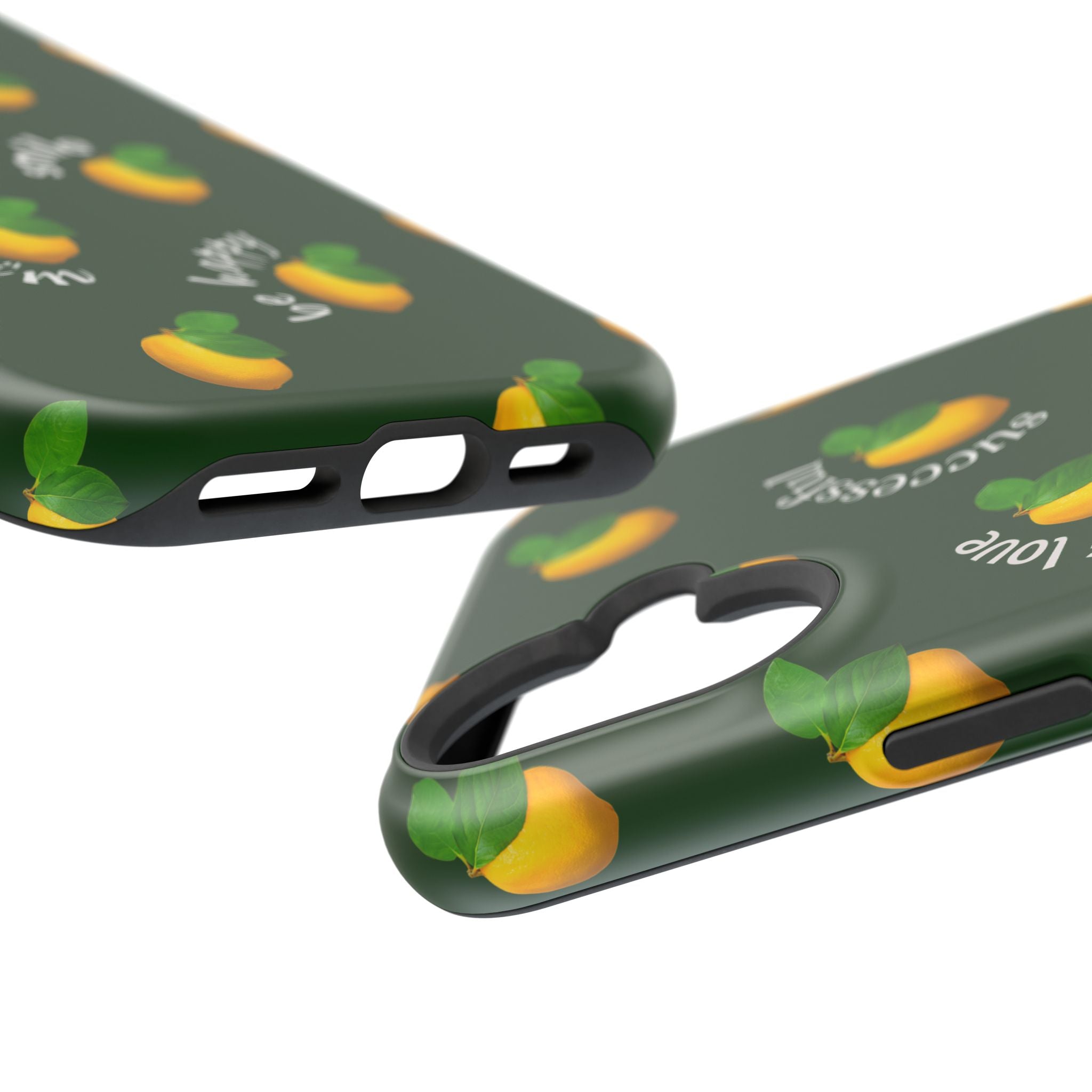 Lemon Pattern Magnetic Impact Phone Case — "be happy, blessed, successful" Design
