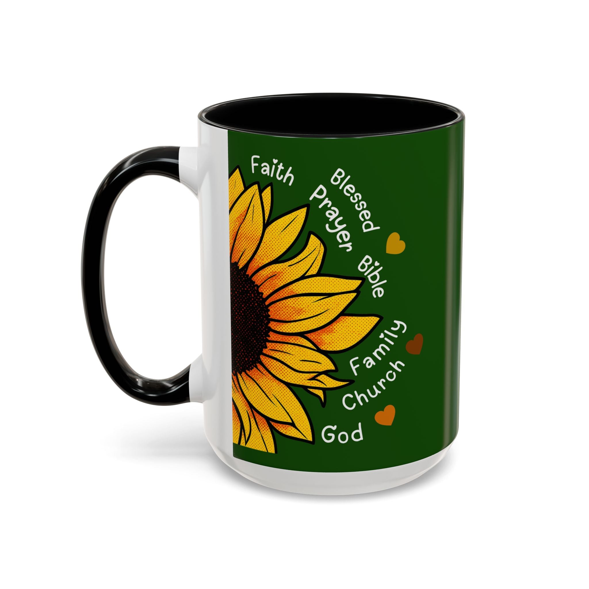 Sunflower Faith Accent Coffee Mug — 11/15oz Inspirational Floral Ceramic