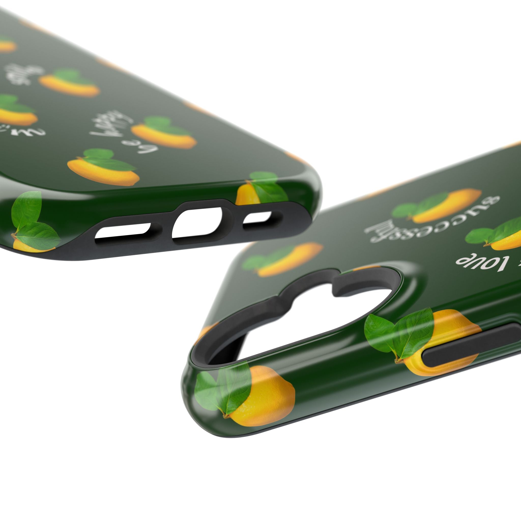 Lemon Pattern Magnetic Impact Phone Case — "be happy, blessed, successful" Design