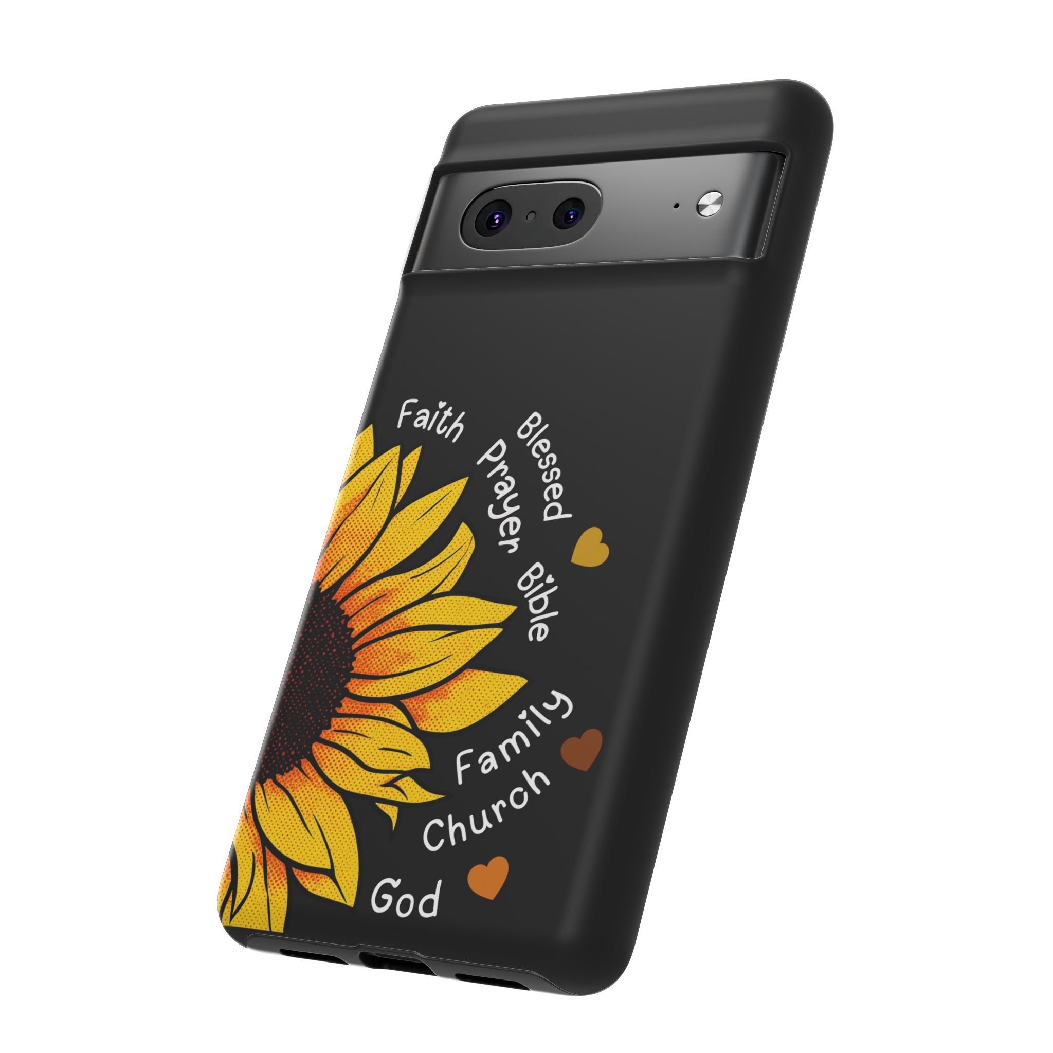 Sunflower Faith Phone Case — Christian Words ‘Faith Blessed Prayer Bible Family Church God’