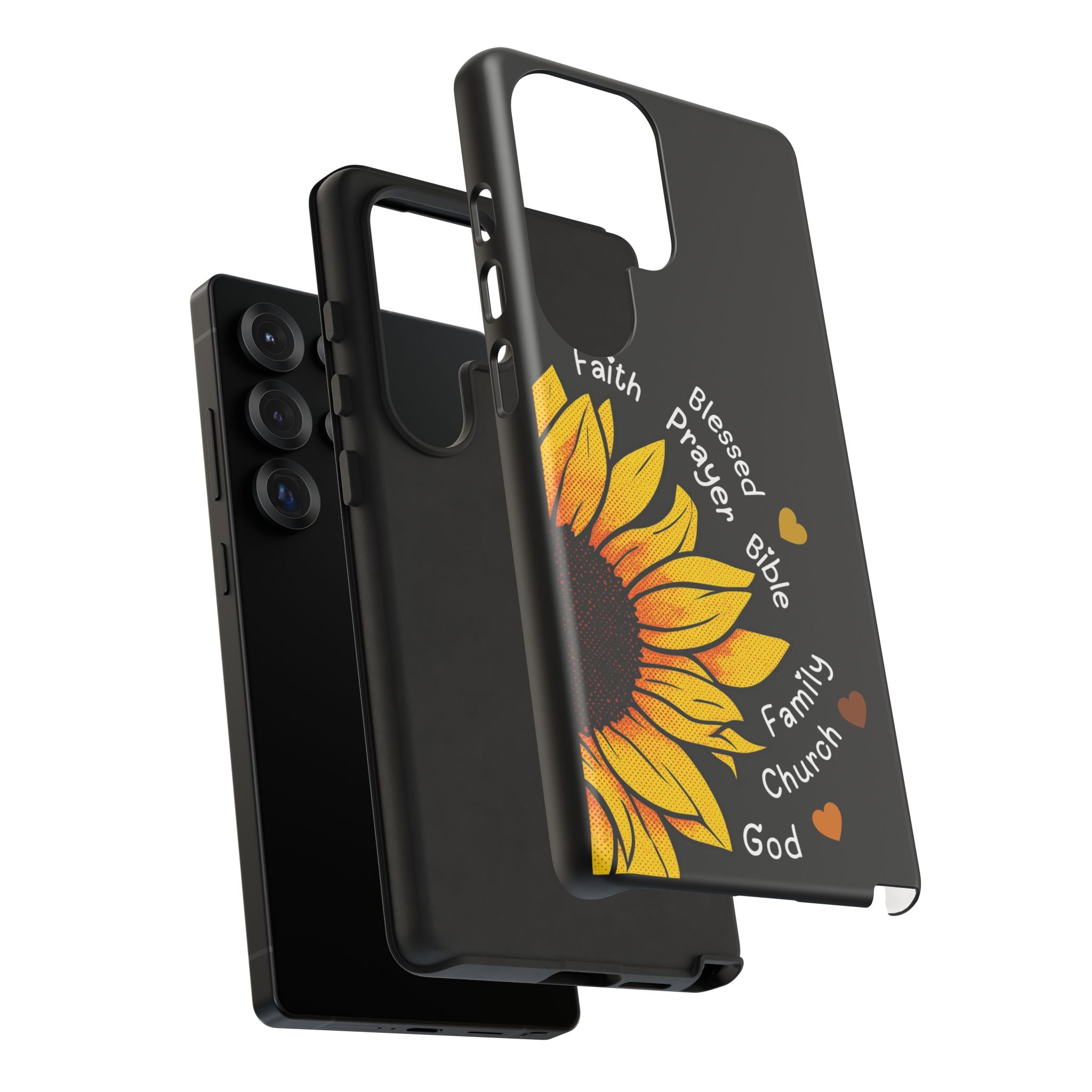 Sunflower Faith Phone Case — Christian Words ‘Faith Blessed Prayer Bible Family Church God’