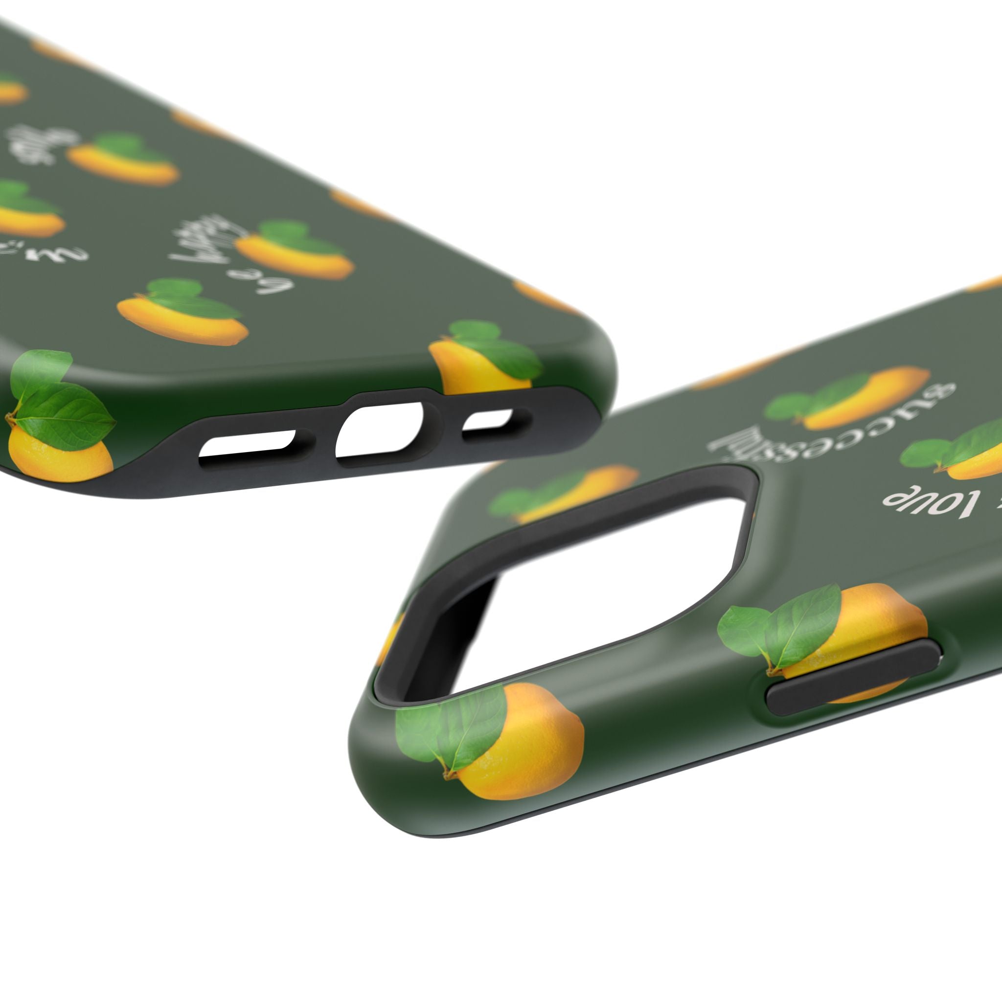 Lemon Pattern Magnetic Impact Phone Case — "be happy, blessed, successful" Design