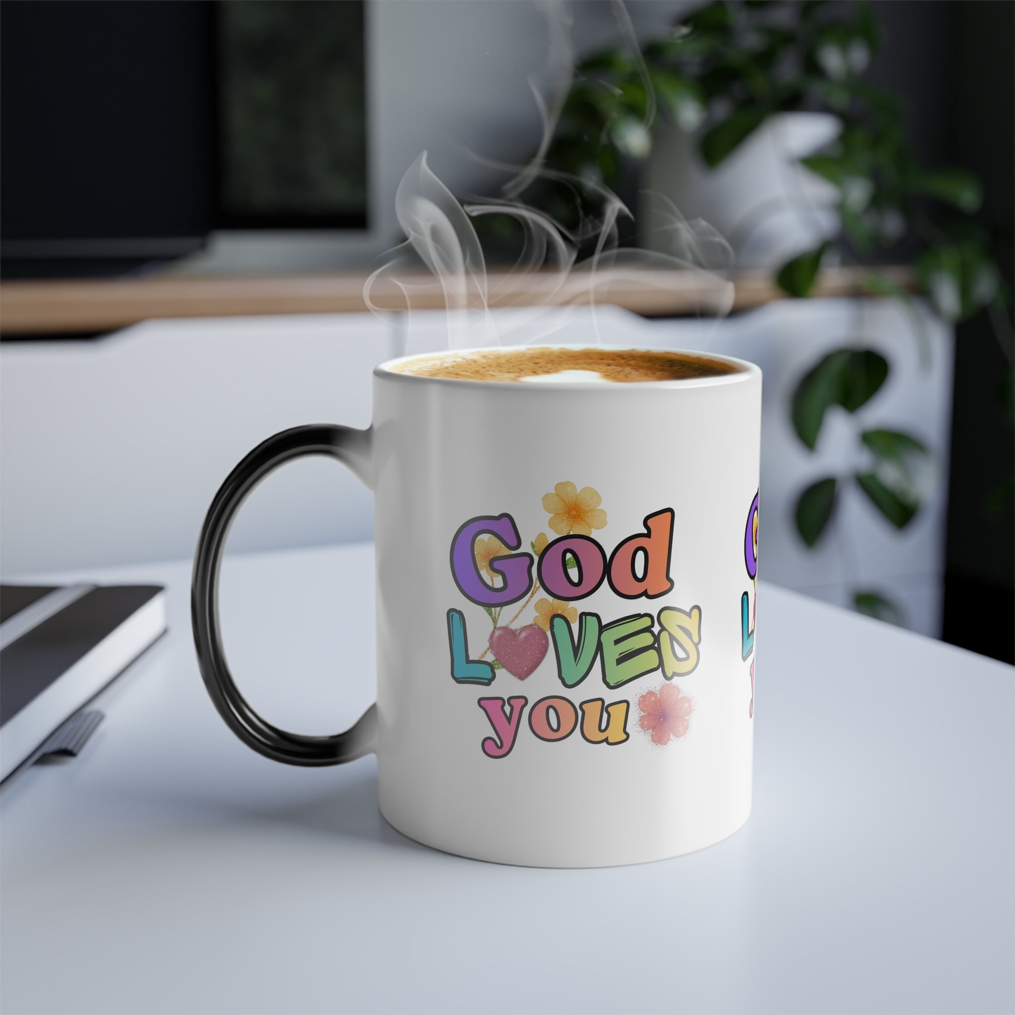 God Loves You Color-Changing Mug — 11oz Inspirational Heat-Reactive Coffee Cup