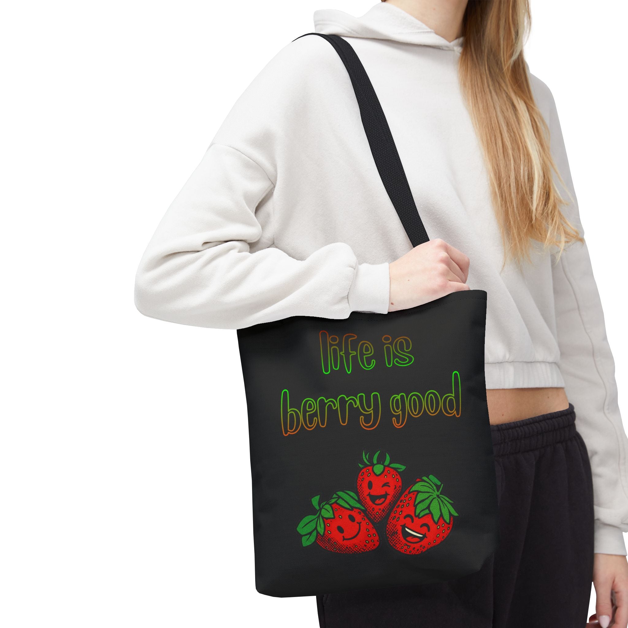 Life Is Berry Good Tote Bag — Cute Fruit Print Market Shopper