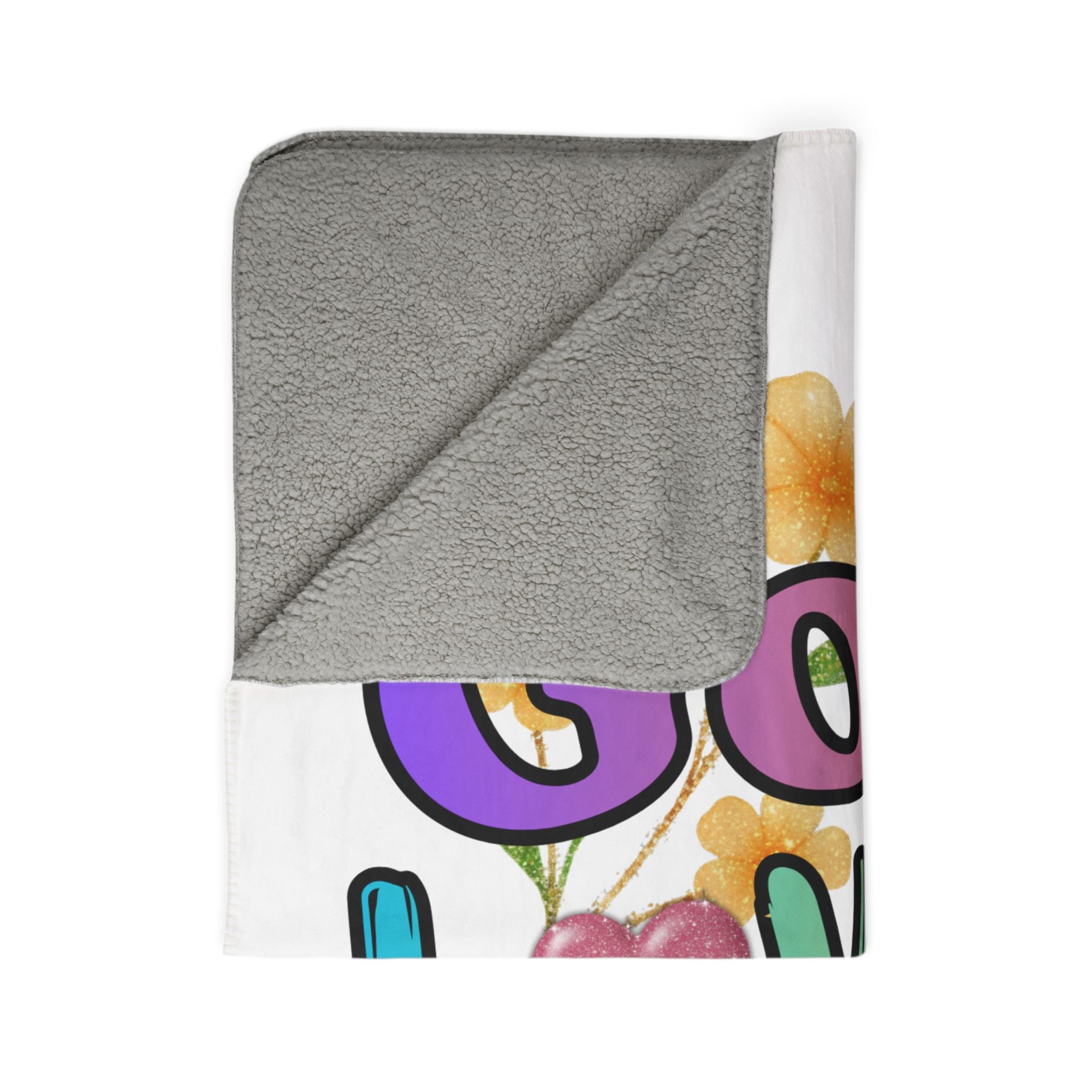 God Loves You Sherpa Blanket – Colorful Floral Faith Throw