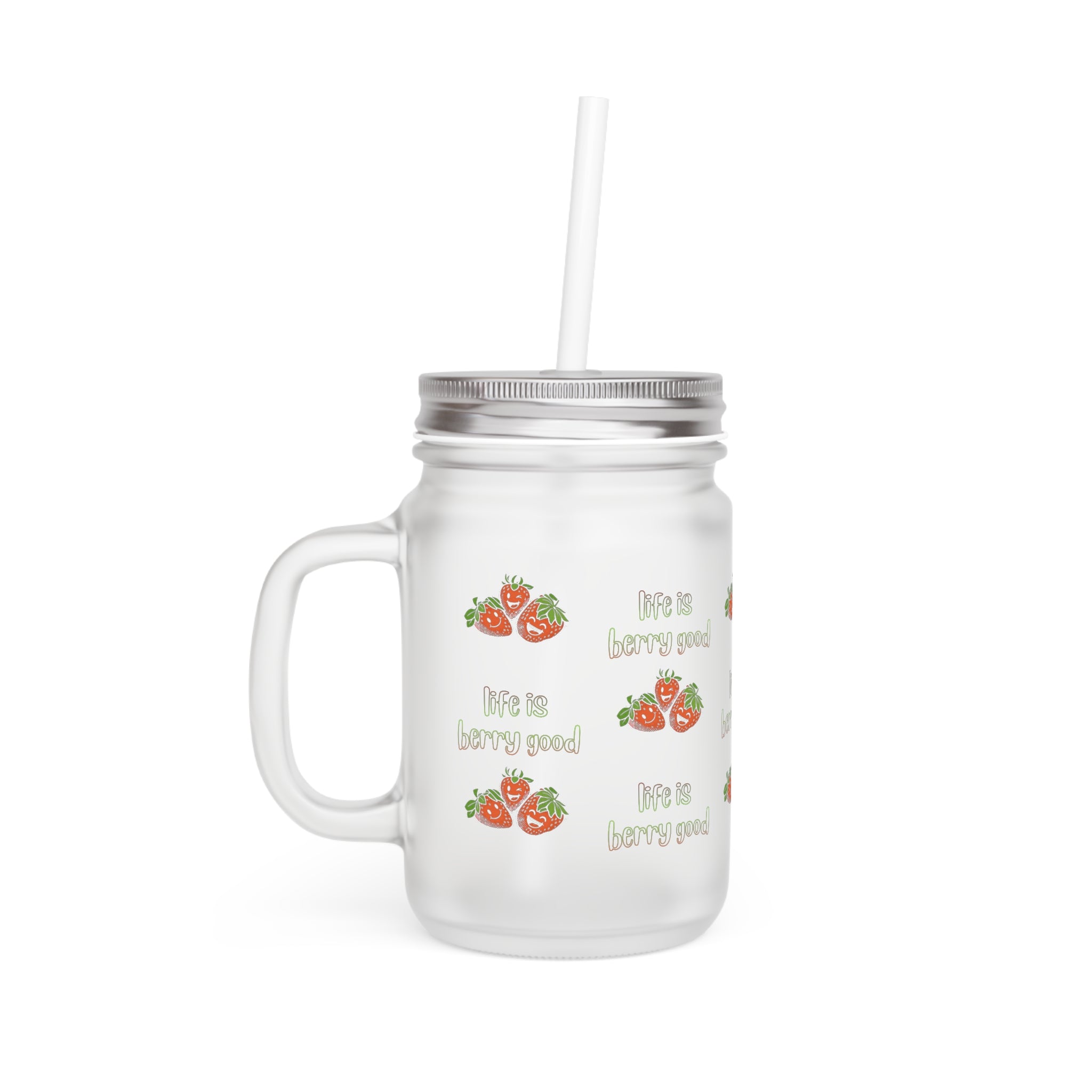 Mason Jar — "life is berry good" Rustic Berry-Themed Glass Jar