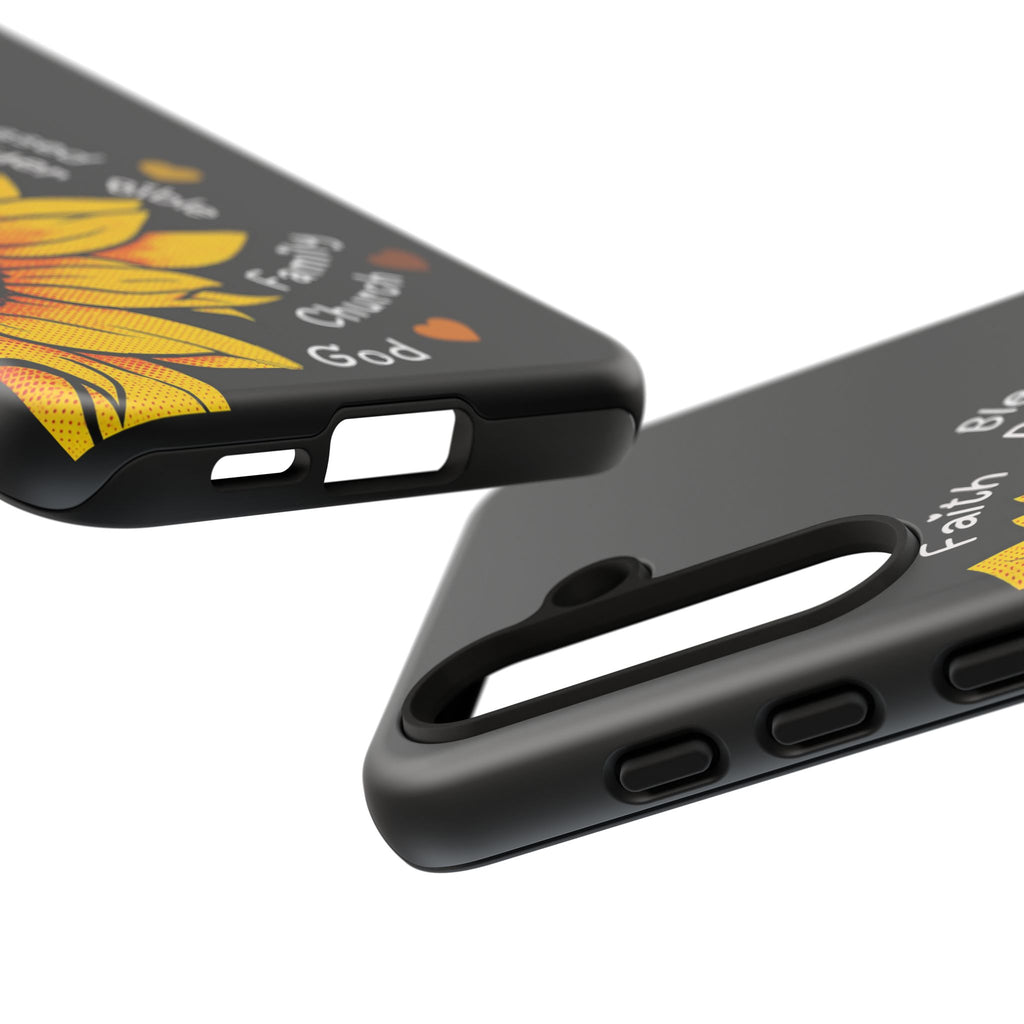 Sunflower Faith Phone Case — Christian Words ‘Faith Blessed Prayer Bible Family Church God’