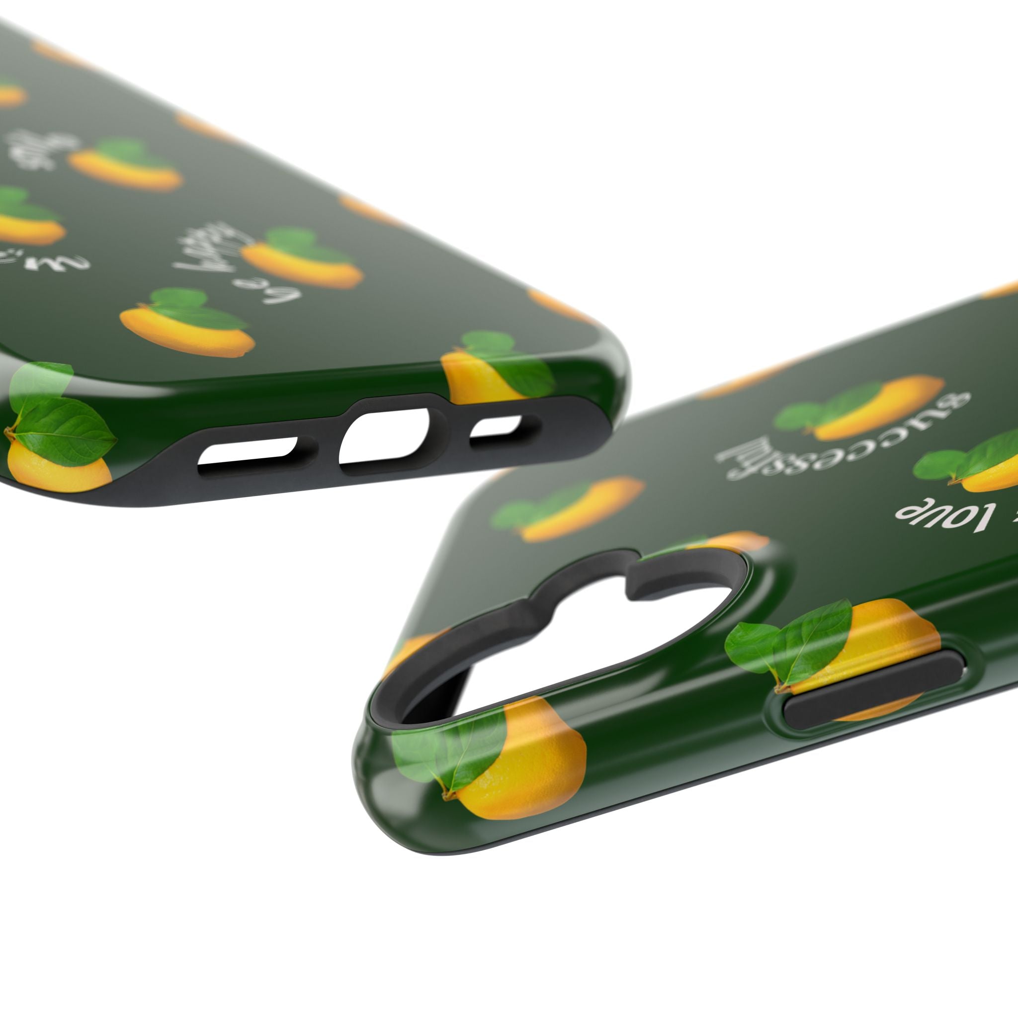 Lemon Pattern Magnetic Impact Phone Case — "be happy, blessed, successful" Design
