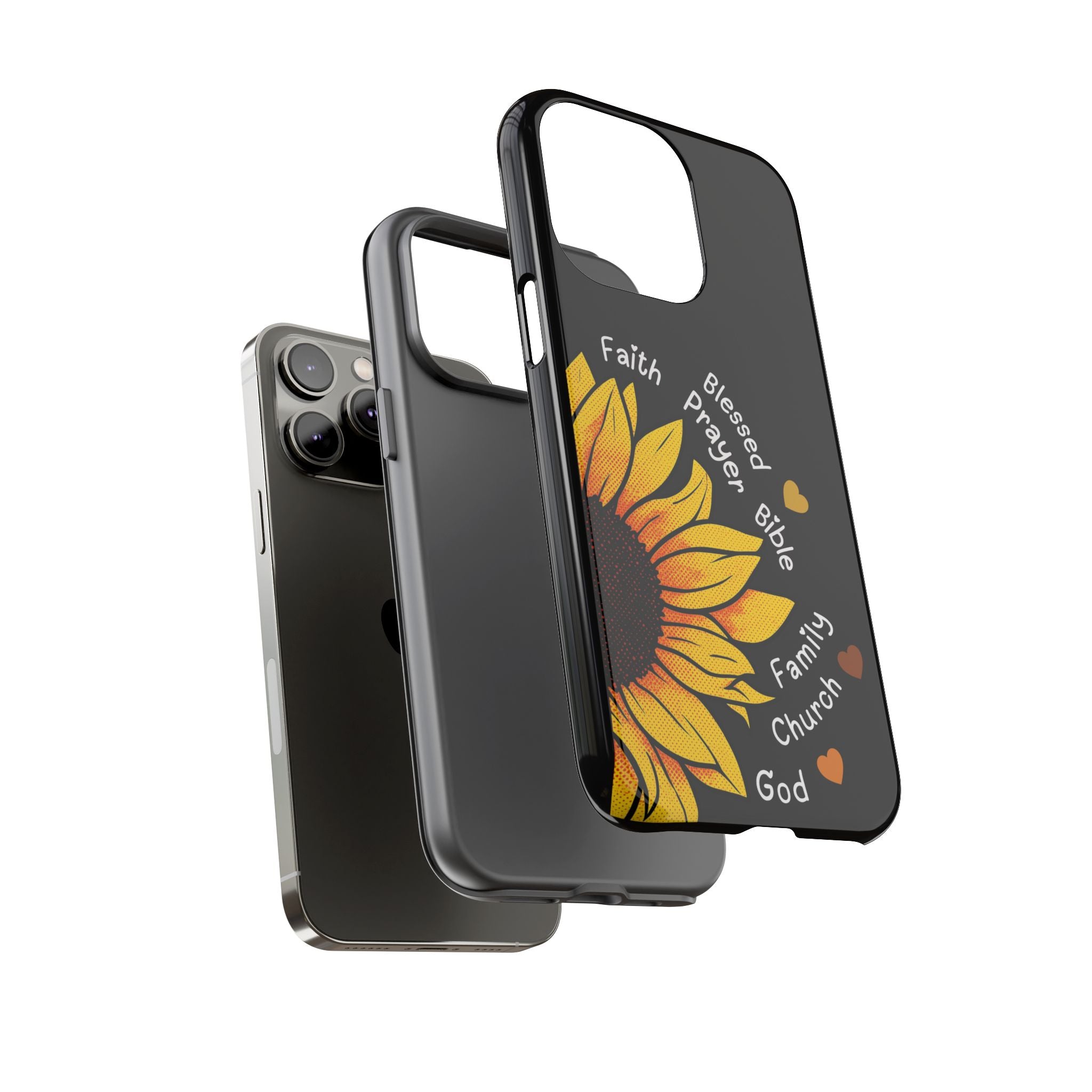 Sunflower Faith Phone Case — Christian Words ‘Faith Blessed Prayer Bible Family Church God’