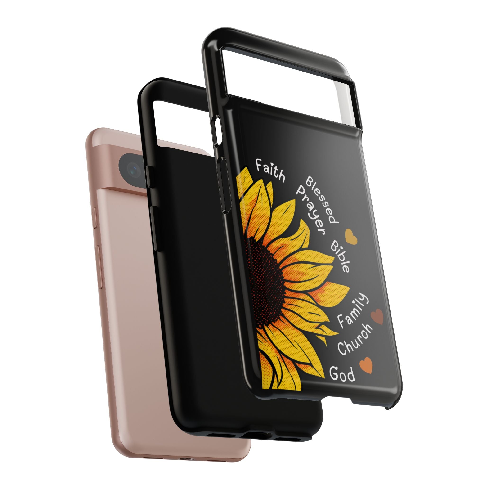 Sunflower Faith Phone Case — Christian Words ‘Faith Blessed Prayer Bible Family Church God’